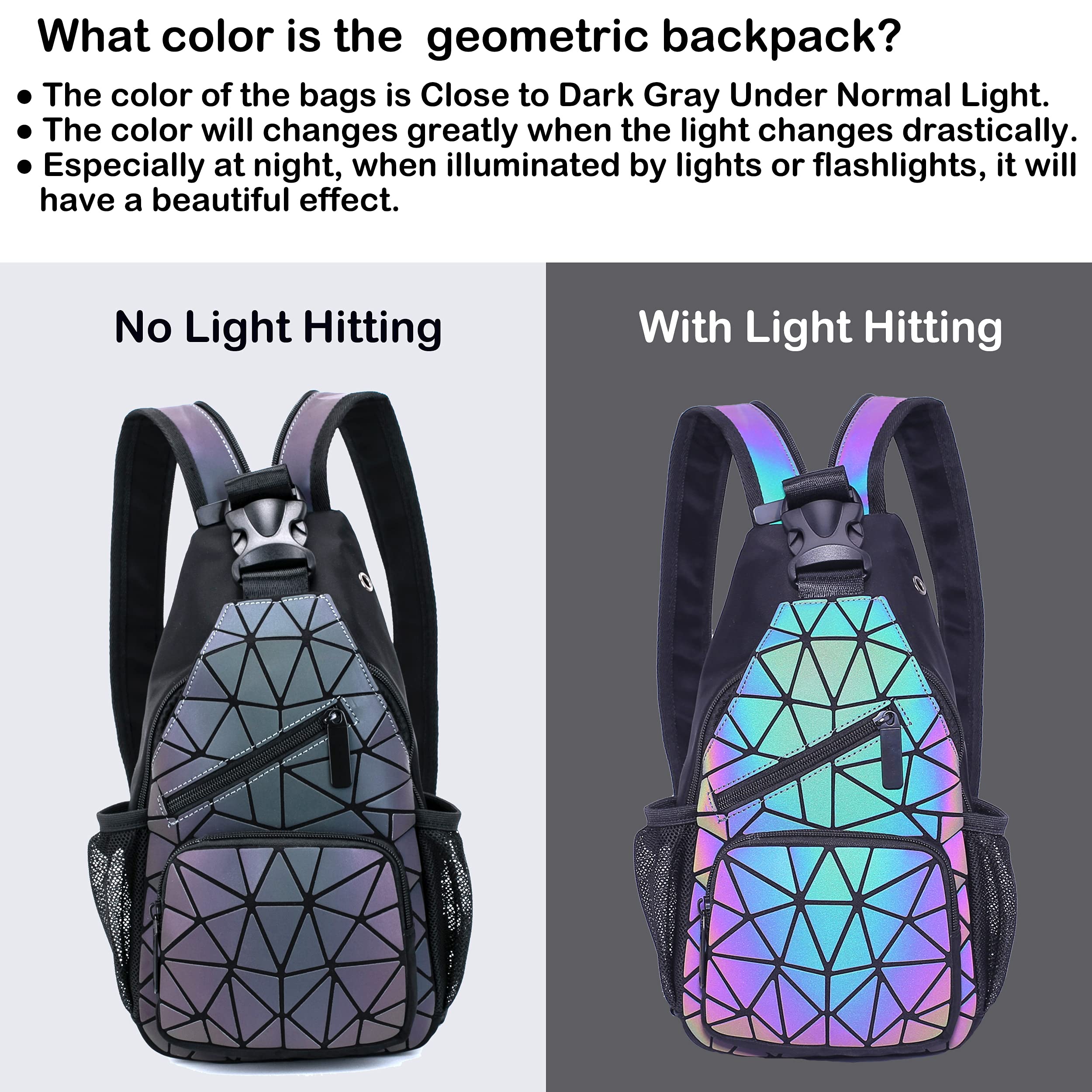 Luminous Geometric Backpack - Holographic Reflective Purse for Women, Night Out & Travel