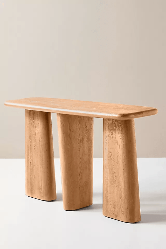 Handmade Kalle Sculptural Console Table - Solid Wood Entryway Table with Unique Design | Perfect for Hallway, Living Room & Foyer Decor