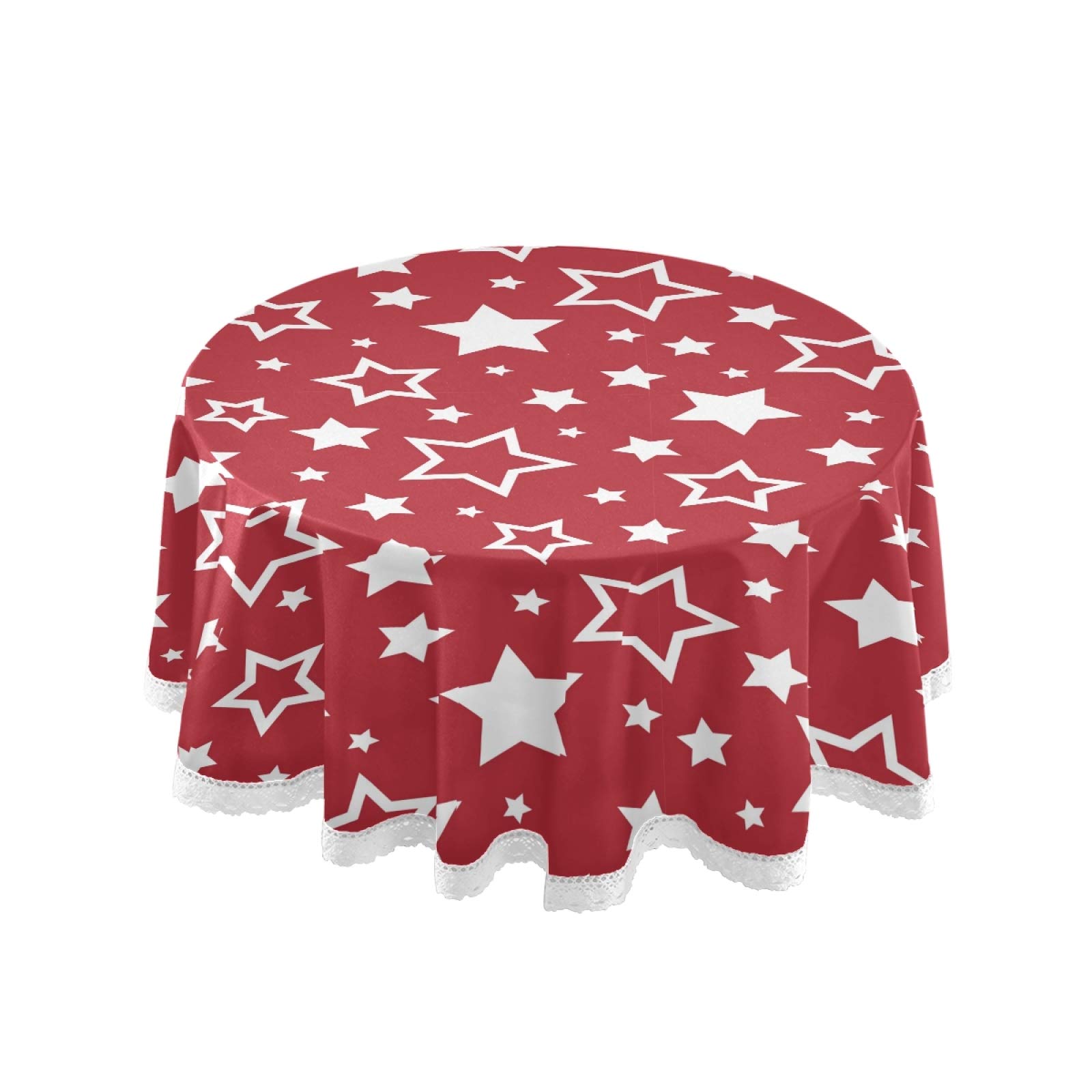 American Flag Round Tablecloth - 60 Inch Red White Blue Stars Patriotic Polyester Washable Table Cover for Kitchen, Party, Picnic & Dining Decor | Perfect for 4th of July, Memorial Day & Outdoor Celebrations