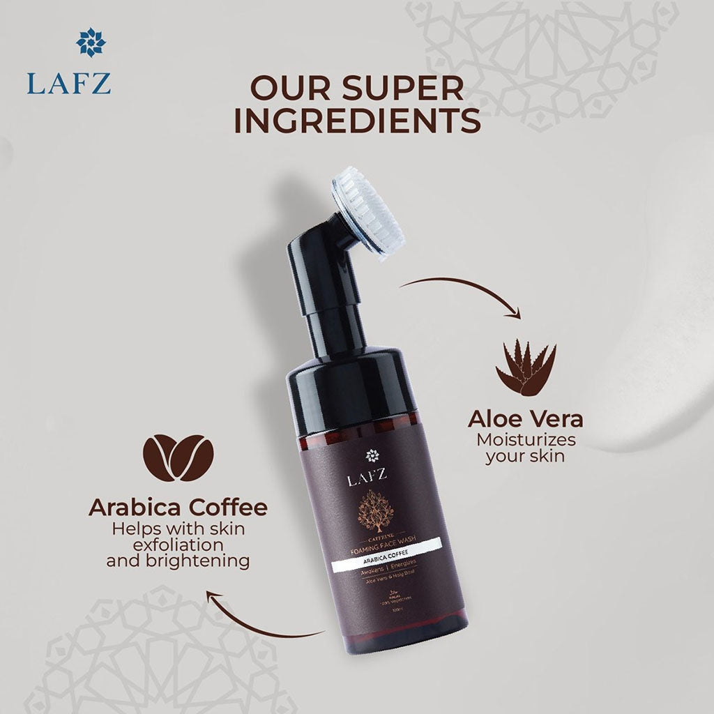 Lafz Foaming Face Wash with Caffeine & Arabica Coffee - 100ml | Deep Cleansing, Exfoliating & Energizing for Men & Women | Perfect for Morning Skincare Routine & Acne-Prone Skin