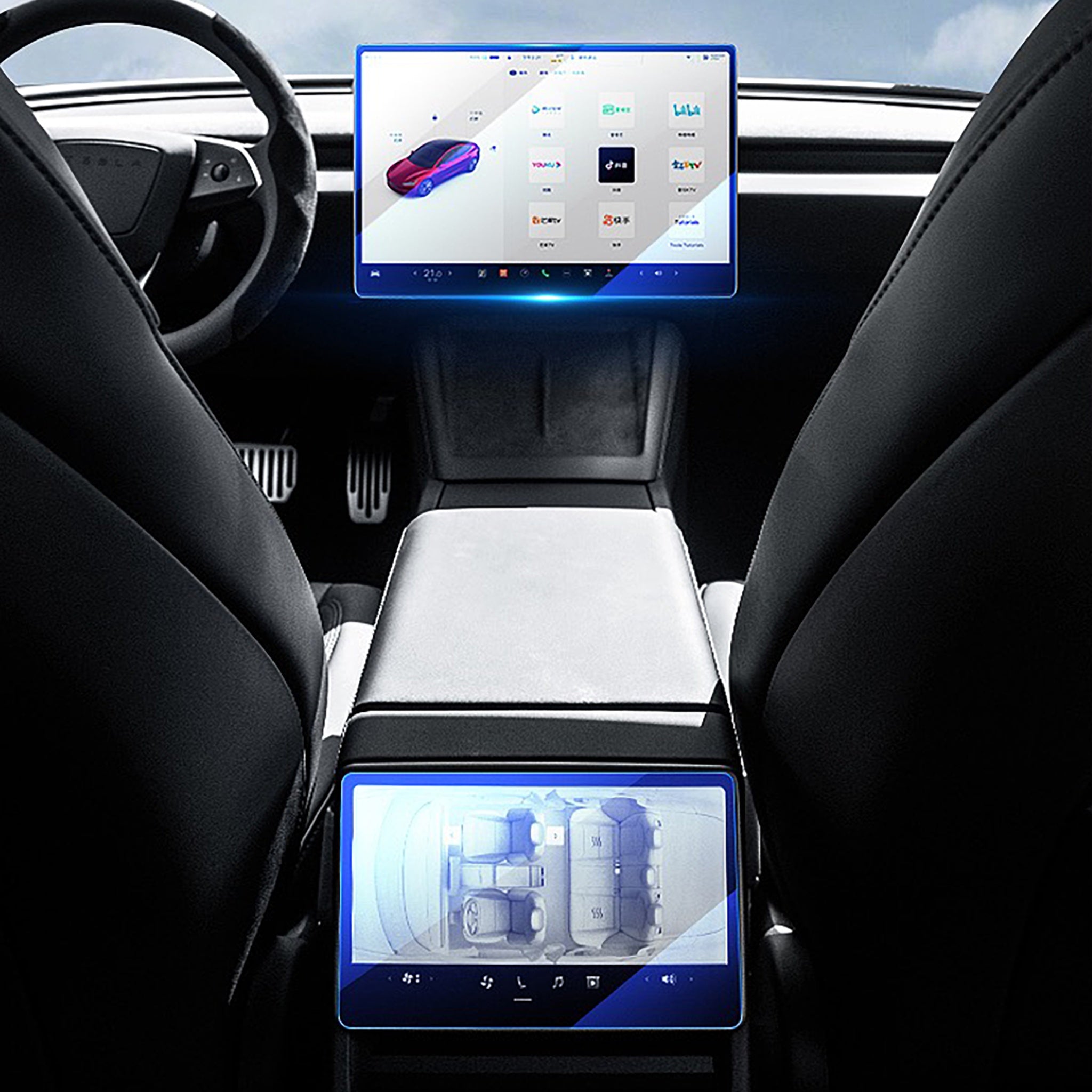Premium Tempered Glass Screen Protector for Tesla Model 3 (2024+) & Model Y (2025+) - HD Clear, Anti-Scratch, Bubble-Free Installation - Perfect for Touchscreen Protection While Driving & Daily Use