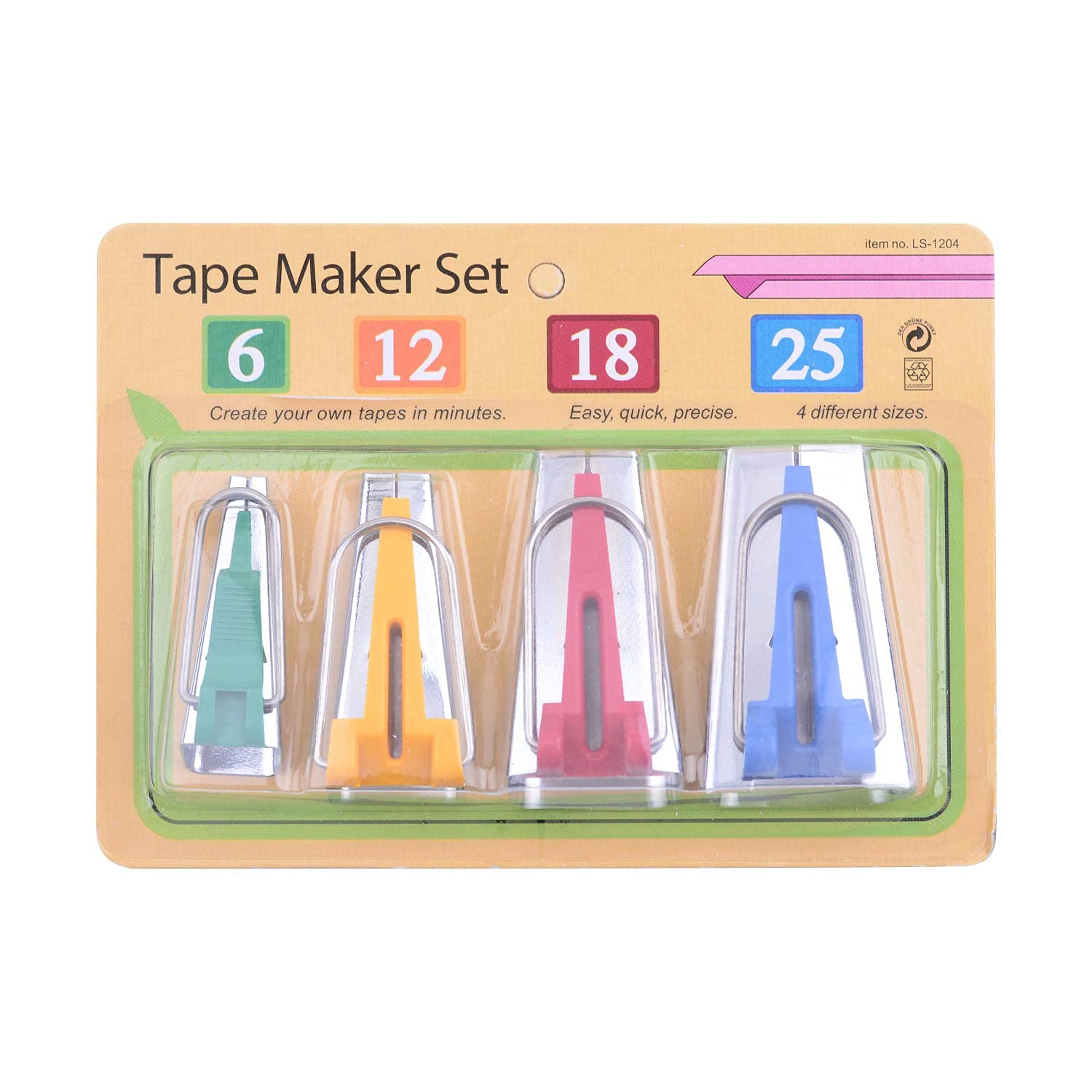 6mm 12mm 18mm 25mm Bias Tape Maker Kit with Binding Foot & Craft Clips - Multipurpose Sewing Tool for DIY Quilting, Dressmaking & Fabric Binding - Perfect for Home Sewing Projects & Crafting Enthusiasts