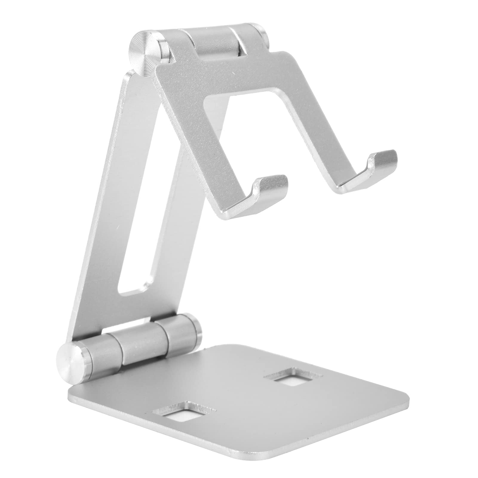 Adjustable Aluminum Alloy Phone Stand Holder - Sturdy Silver Tablet & Kindle Stand for Watching Videos, Gaming, and Hands-Free Use at Home, Office, or Travel