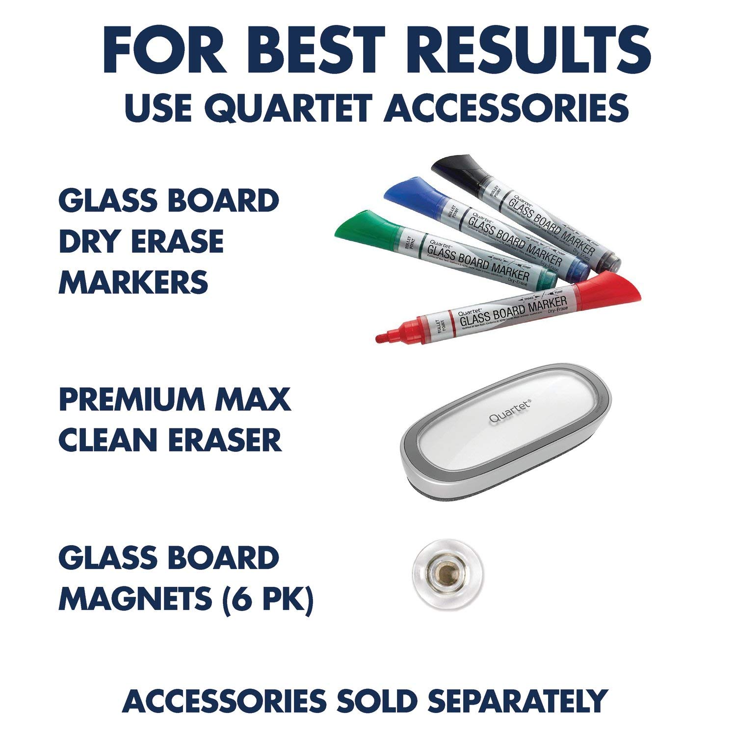 Quartet Magnetic Glass Dry Erase Whiteboard - 36