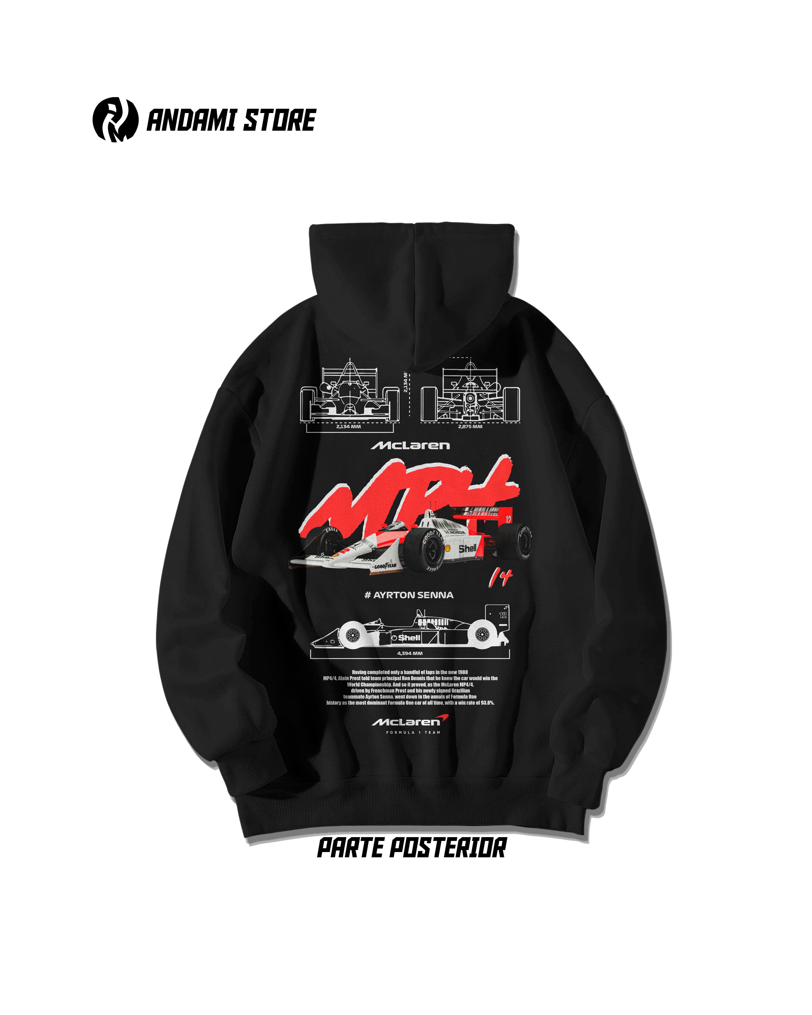 McLaren MP4/4 Hoodie - Formula 1 Racing Fan Sweatshirt - Comfortable Cotton Pullover for Men & Women - Perfect for Race Day, Car Shows & Casual Wear