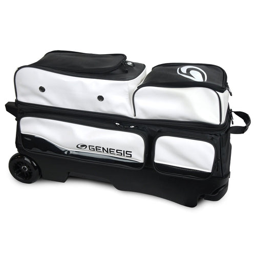 Genesis Carbon 3 Ball Roller Bowling Bag - White & Black - Perfect for League Play, Tournaments & Practice Sessions