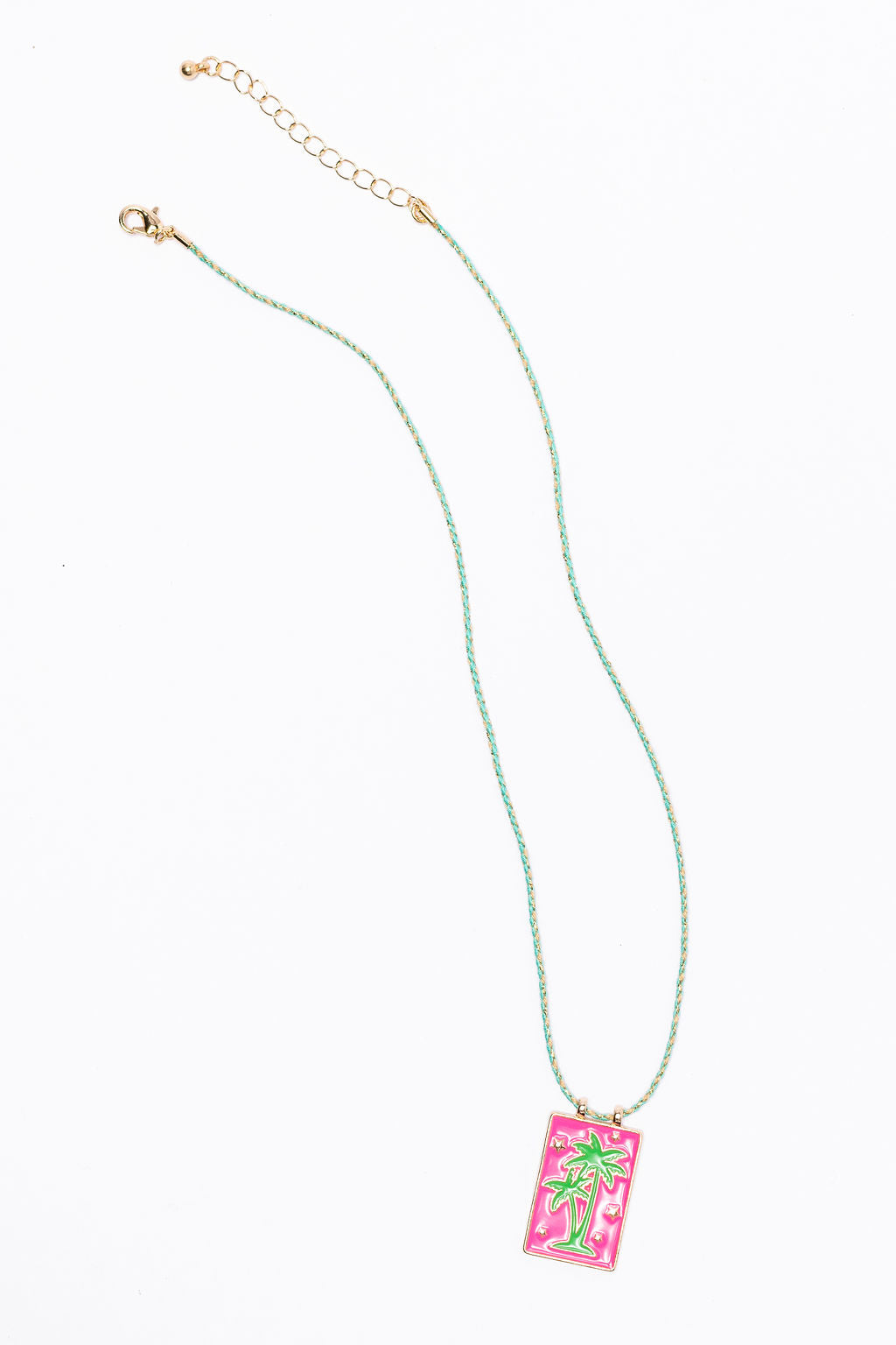 Stylish Pink Palm Tree Tag Necklace - Trendy Summer Jewelry for Women - Perfect for Beach Vacations & Tropical Parties