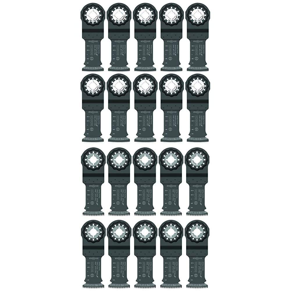 Bosch Starlock Carbide Oscillating Tool Blades 20-Piece Set - Premium Wood Cutting Blades for Hardwood, Laminate, Drywall & Plastics - Includes 10-Pack MultiTool Blades for Wood with Nails - Perfect for DIY Projects, Home Renovations & Professional Construction Work