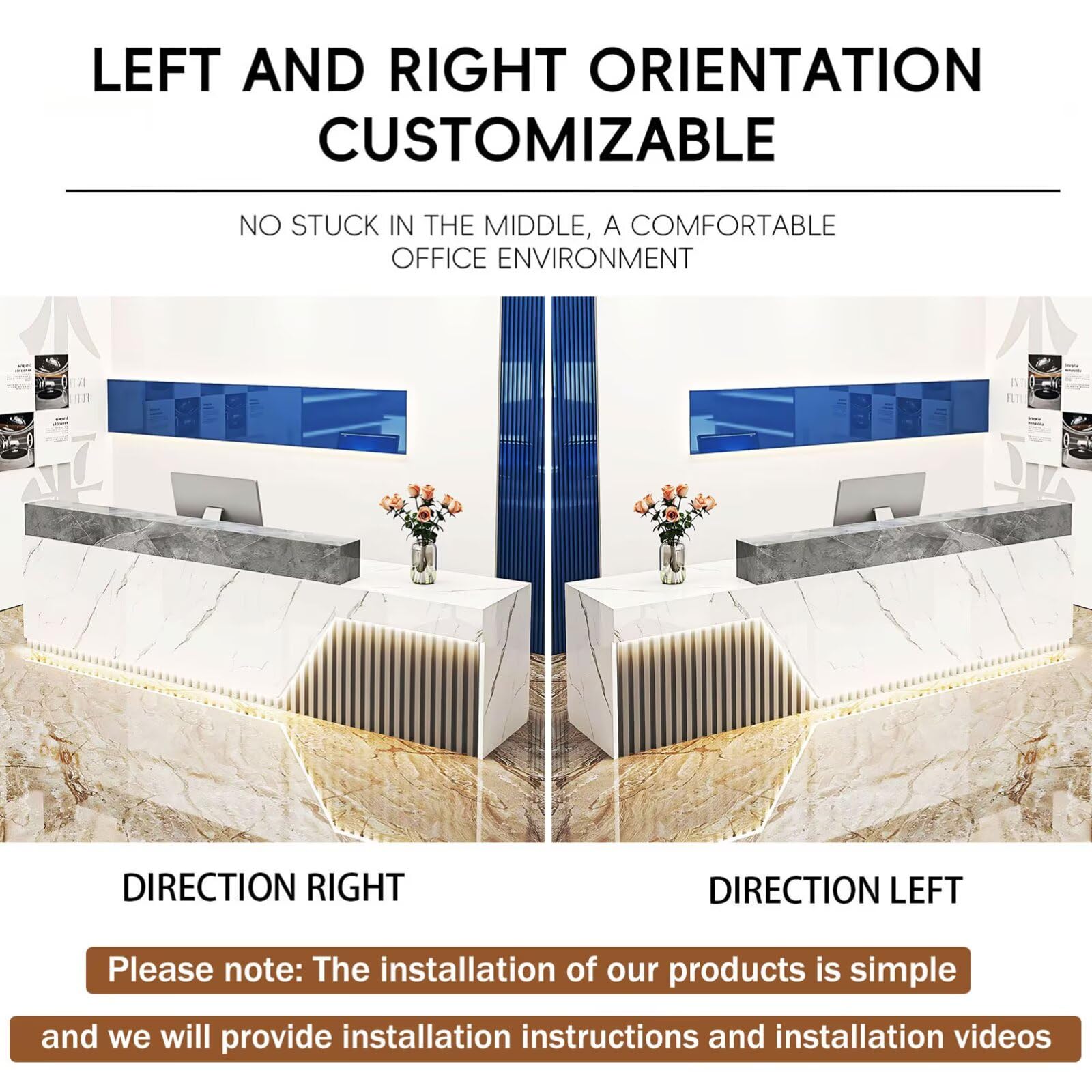 Modern Reception Desk with Lockable Drawers & Keyboard Tray - 63