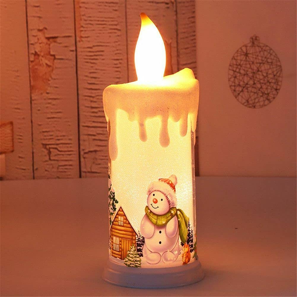 Flameless LED Christmas Candle Lights - Colorful Snowman Candlestick for Home Decor, Holiday Party, Table Centerpiece & Winter Festival Decoration