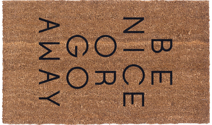Be Nice Or Go Away Vinyl Coir Doormat - Funny Welcome Mat for Front Door, Non-Slip Indoor/Outdoor Entryway Rug - Perfect for Home, Porch, Patio & Office Entrance