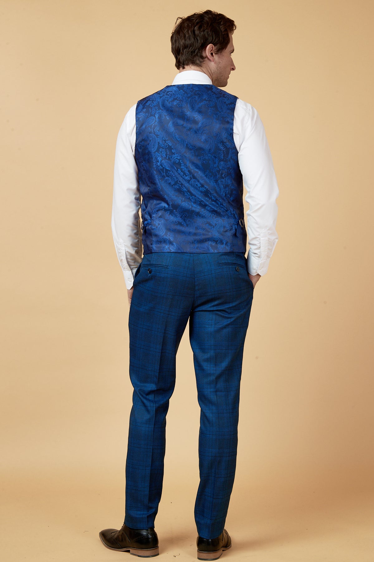 JERRY Blue Check Single Breasted Waistcoat for Men - Stylish Formal Vest for Weddings, Office & Business Attire