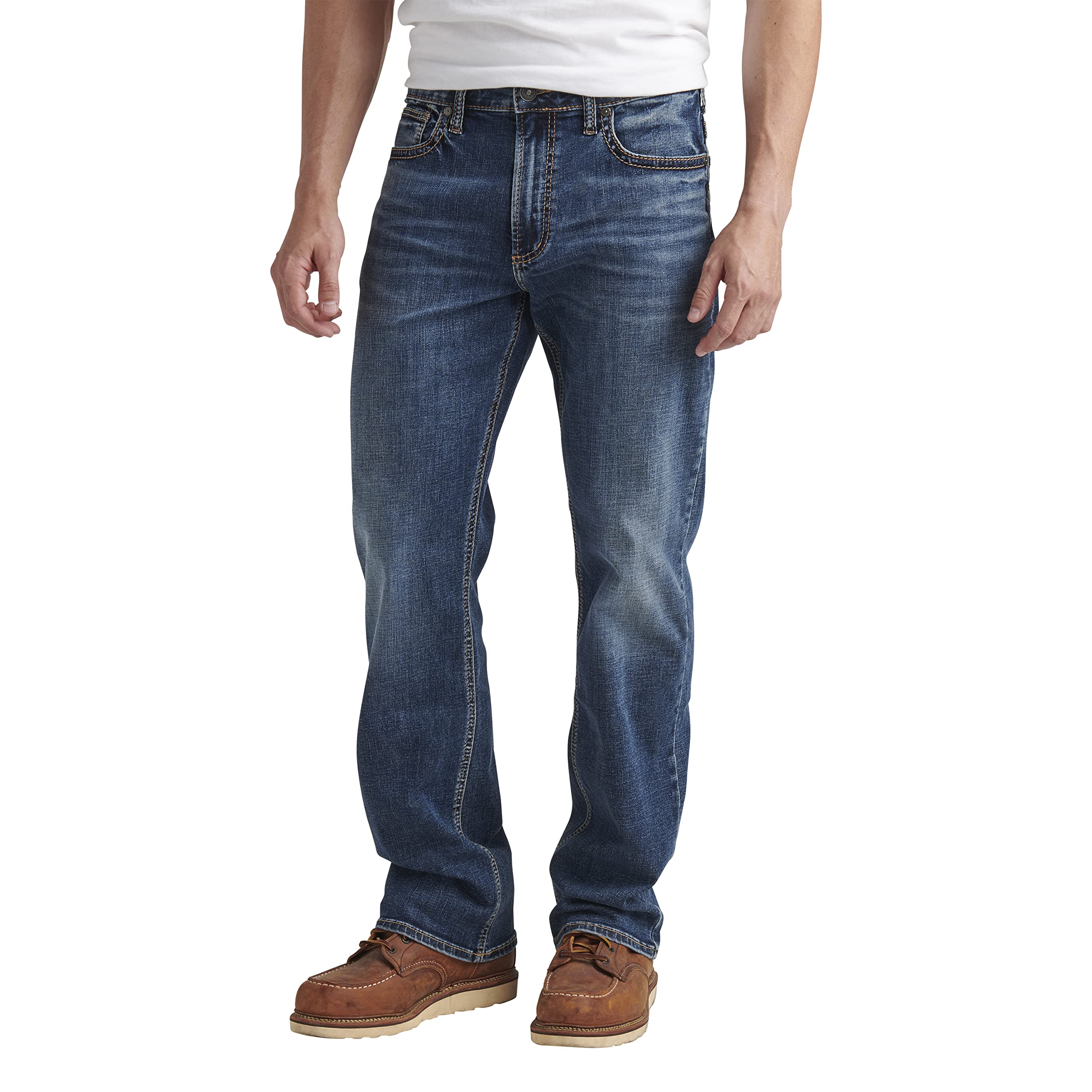 Silver Jeans Co. Men's Gordie Relaxed Fit Straight Leg Jeans - Classic Denim Pants for Casual Wear & Everyday Comfort | Perfect for Work, Weekend Outings & Relaxed Style