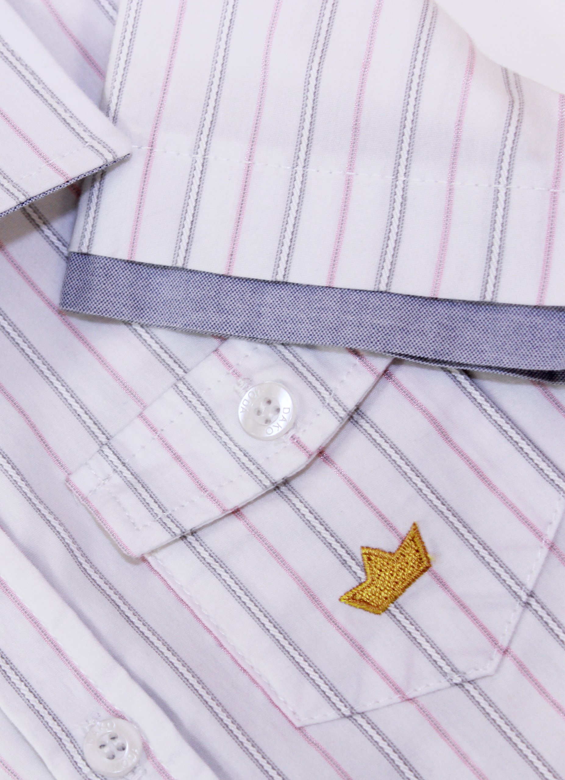 Boys' White Striped Short Sleeve Dress Shirt with Pockets - Toddler Formal Wear for School, Parties & Family Photos