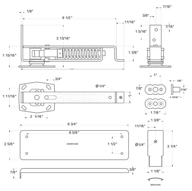 Deltana DASH95U15 Double Action Solid Brass Spring Hinge with Solid Brass Cover Plates - Heavy Duty Door Hardware for Interior & Exterior Doors, Cabinets, and Furniture
