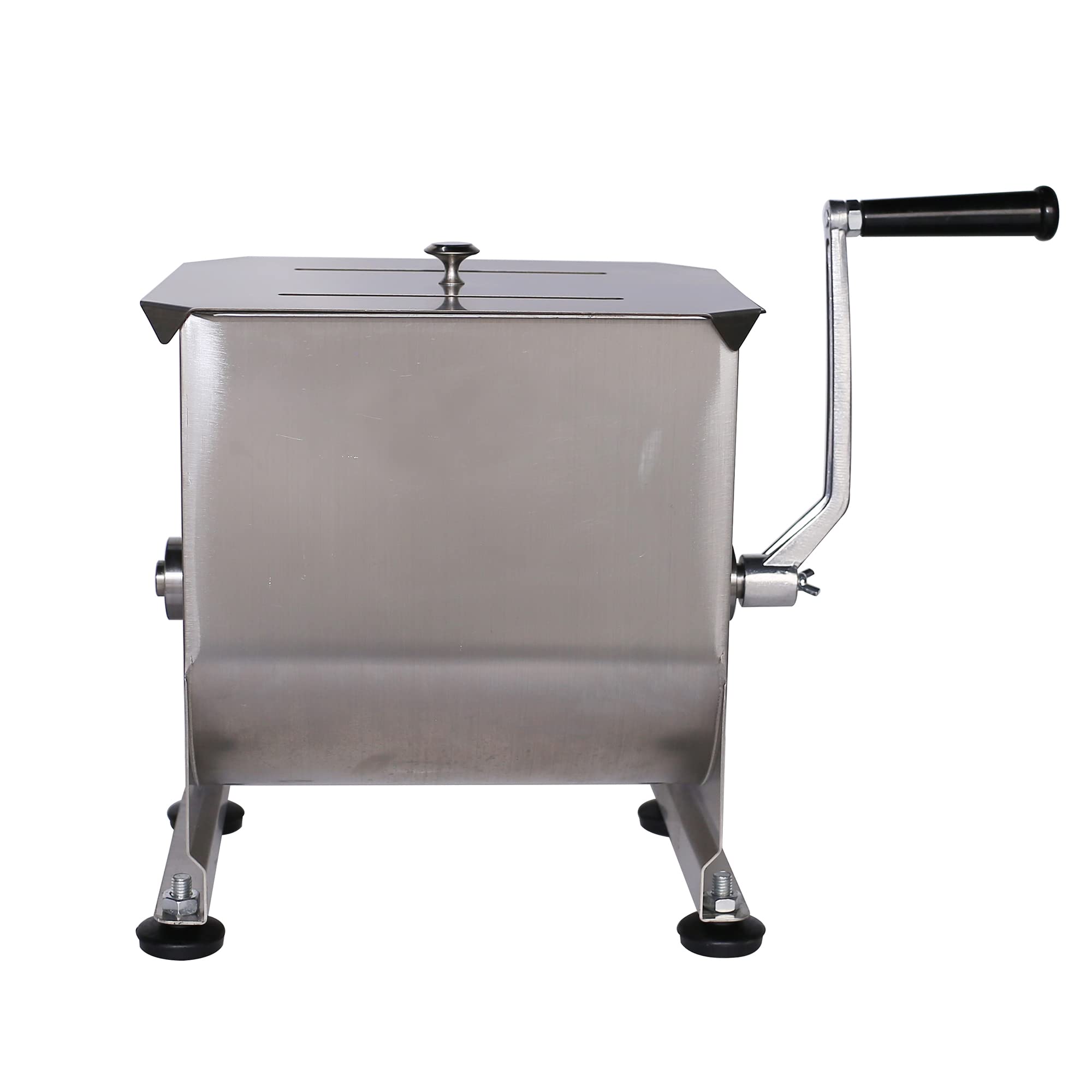 CMI Commercial Stainless Steel Manual Meat Mixer with Lid - 20Lb/10L Fixed Tank, 15Lb Max Capacity - Heavy Duty Sausage & Meat Grinder for Butcher Shops, Restaurants & Home Kitchens