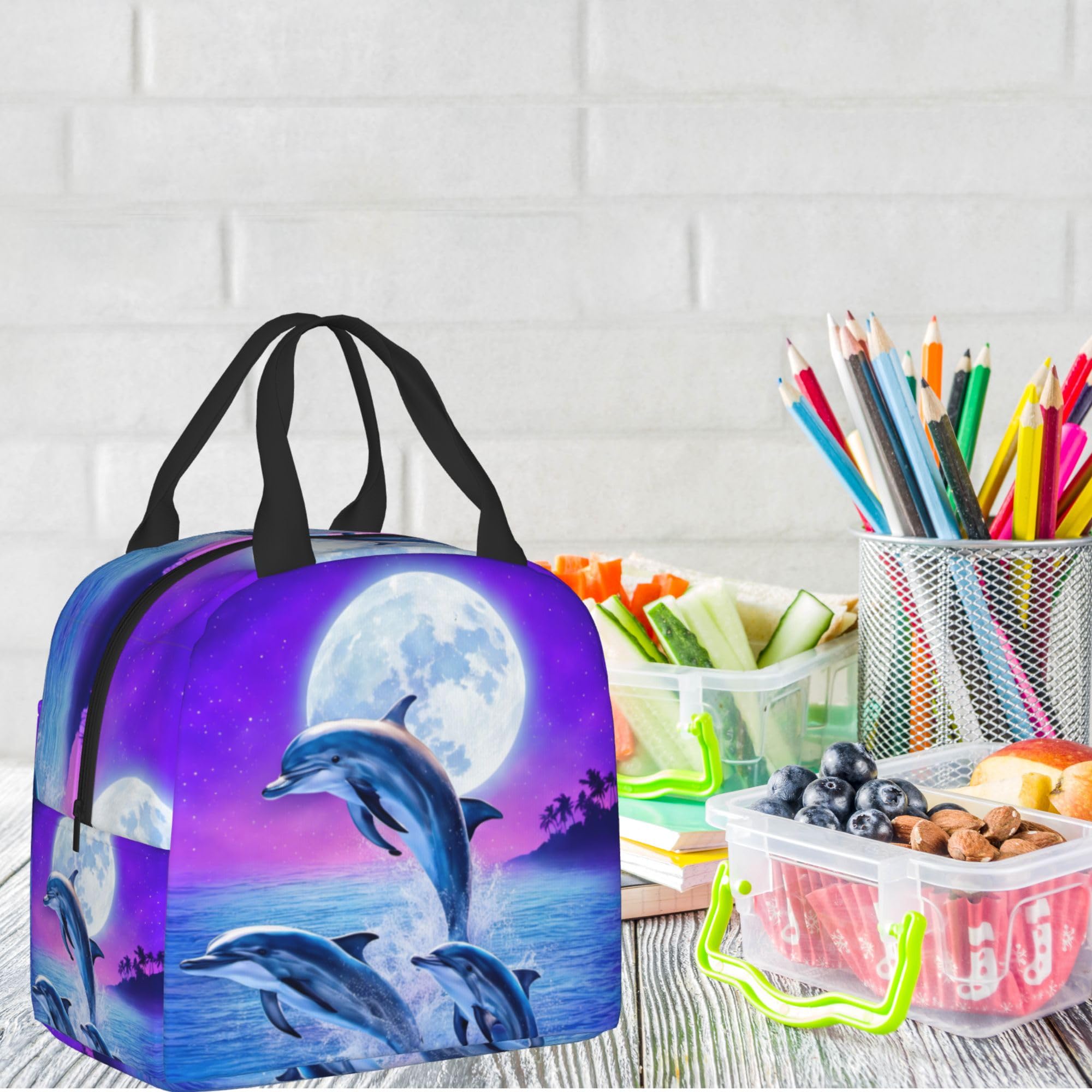 Insulated Dolphin Lunch Box for Kids - Reusable Lunch Bags for Boys & Girls, Perfect for School, Camping, Hiking, Picnic, Beach & Travel - Keep Food Fresh for Outdoor Adventures & Daily Use