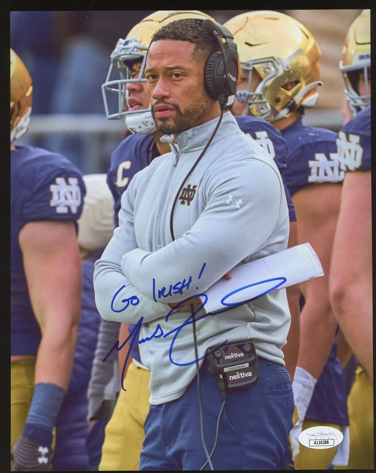 Marcus Freeman Autographed Notre Dame 8x10 Photo with 