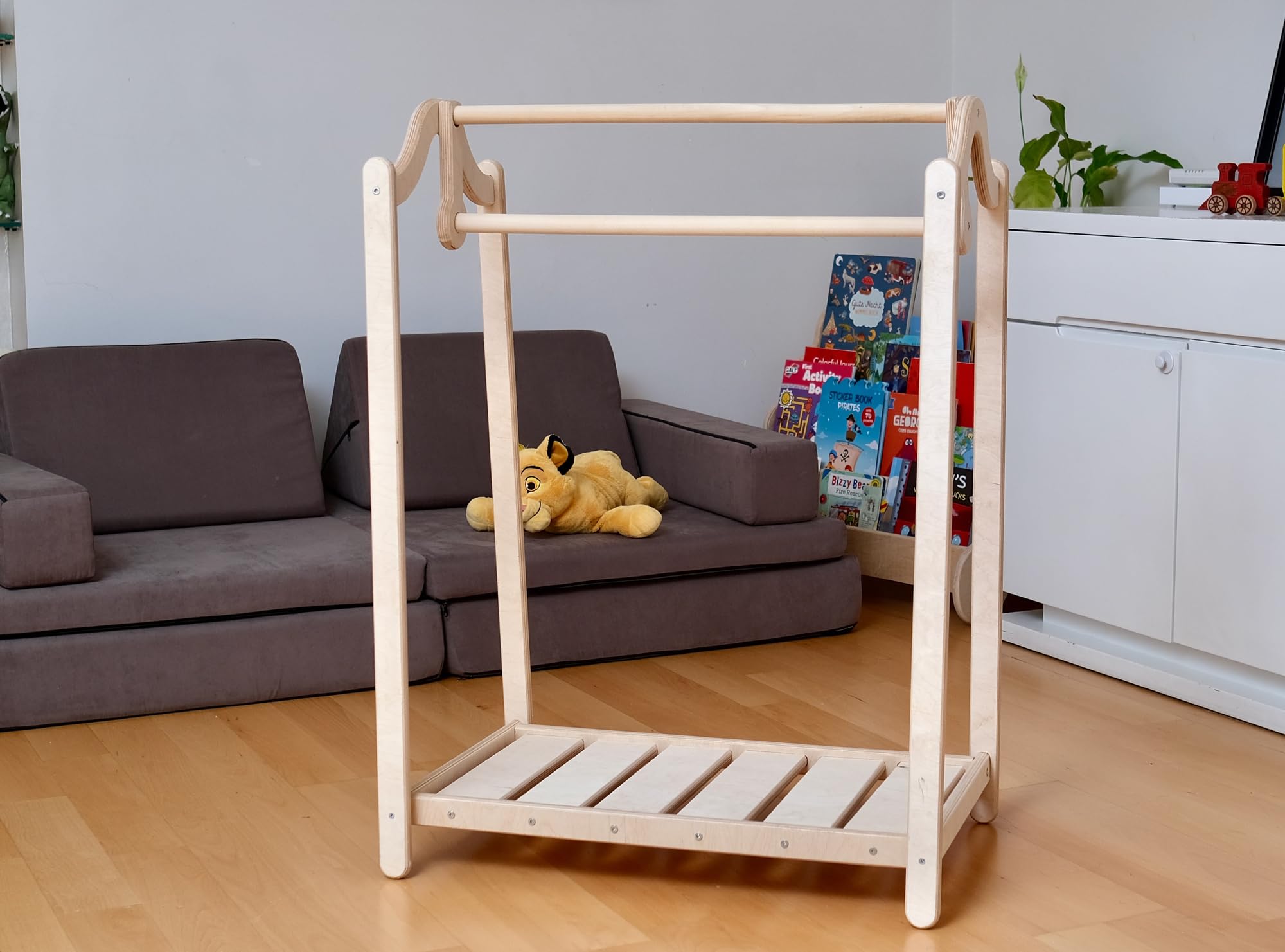 Montessori Kids Clothing Rack & Wardrobe Set - Premium Wooden Toddler Wardrobe with Dress Up Station | Child Room Clothes Organizer & Storage Solution | Perfect for Preschool Playrooms, Daycare Centers & Montessori Classrooms
