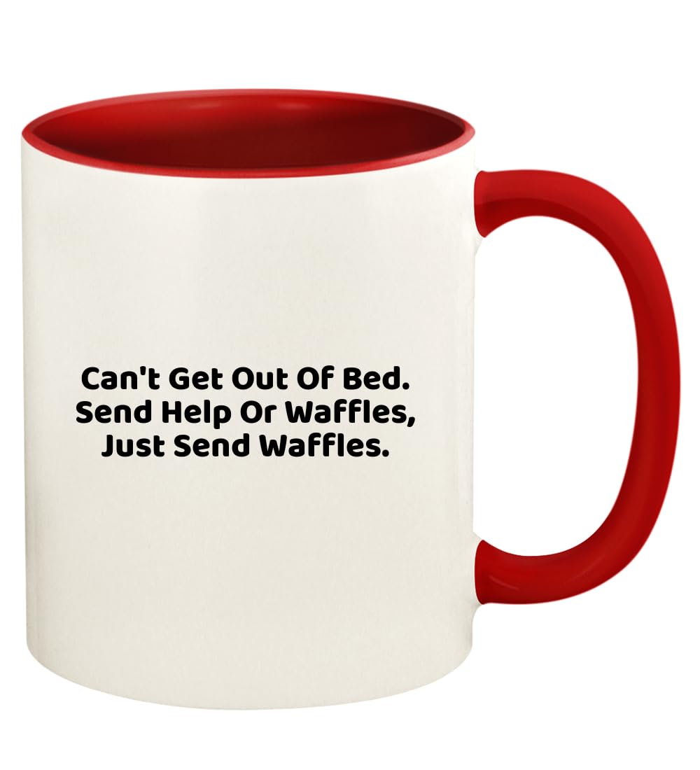 11oz Ceramic Coffee Mug with Colored Handle & Interior - Red | Perfect for Waffle Lovers, Breakfast in Bed, and Cozy Mornings