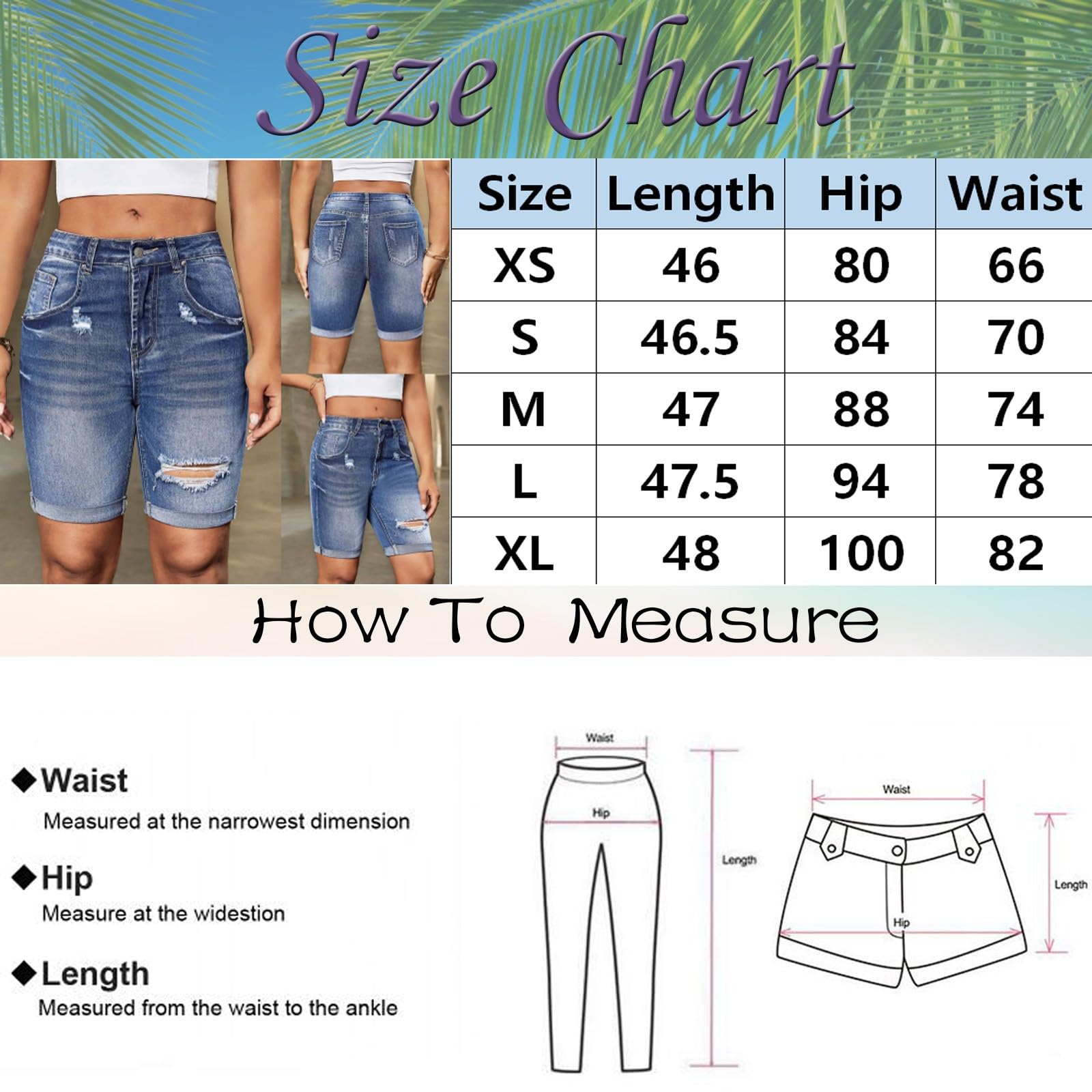 Women's Mid Rise Ripped Denim Shorts - Stretchy Bermuda Jean Shorts with Folded Hem | Perfect for Summer Outfits, Beach Vacations & Casual Wear