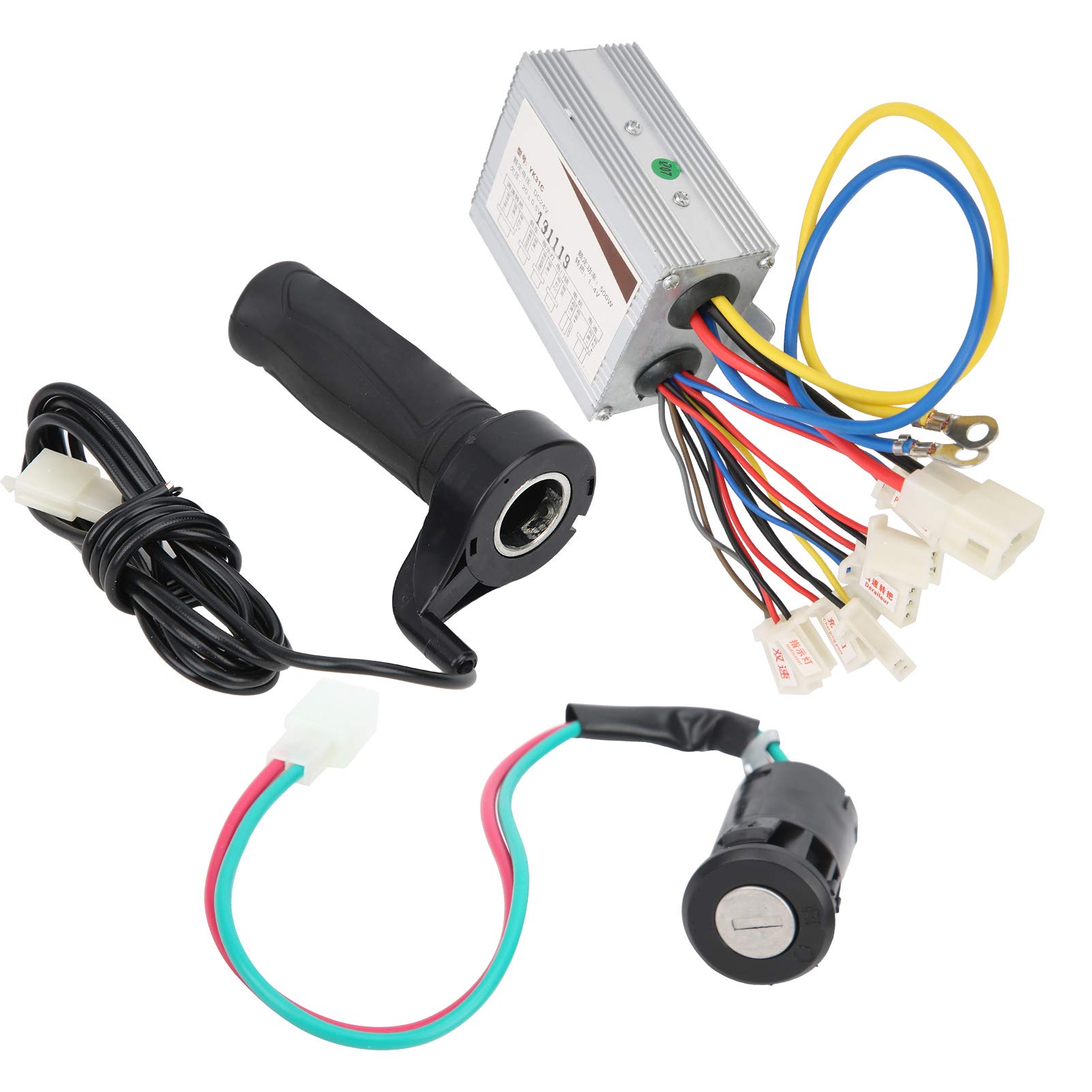 VGEBY 24V 500W Aluminum Alloy Electric Scooter Throttle Grip Set with Two-Speed Controller & Door Lock - Perfect for Commuting & Urban Travel