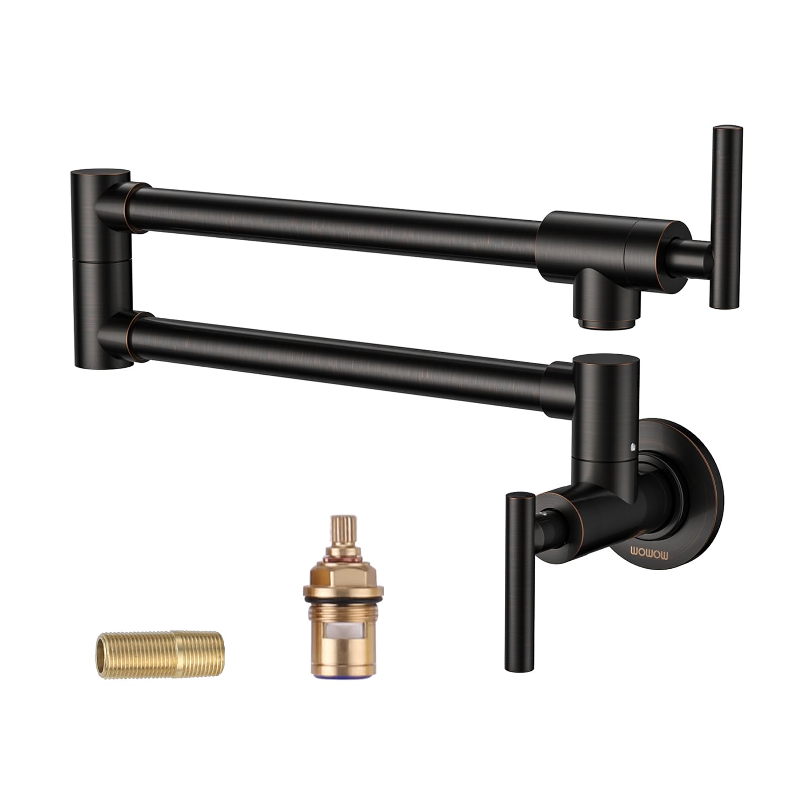 Commercial Grade Oil-Rubbed Bronze Wall Mount Pot Filler Faucet - Brass Swing Arm Kitchen Faucet with Double Joint for Stove - Perfect for Restaurant & Home Cooking
