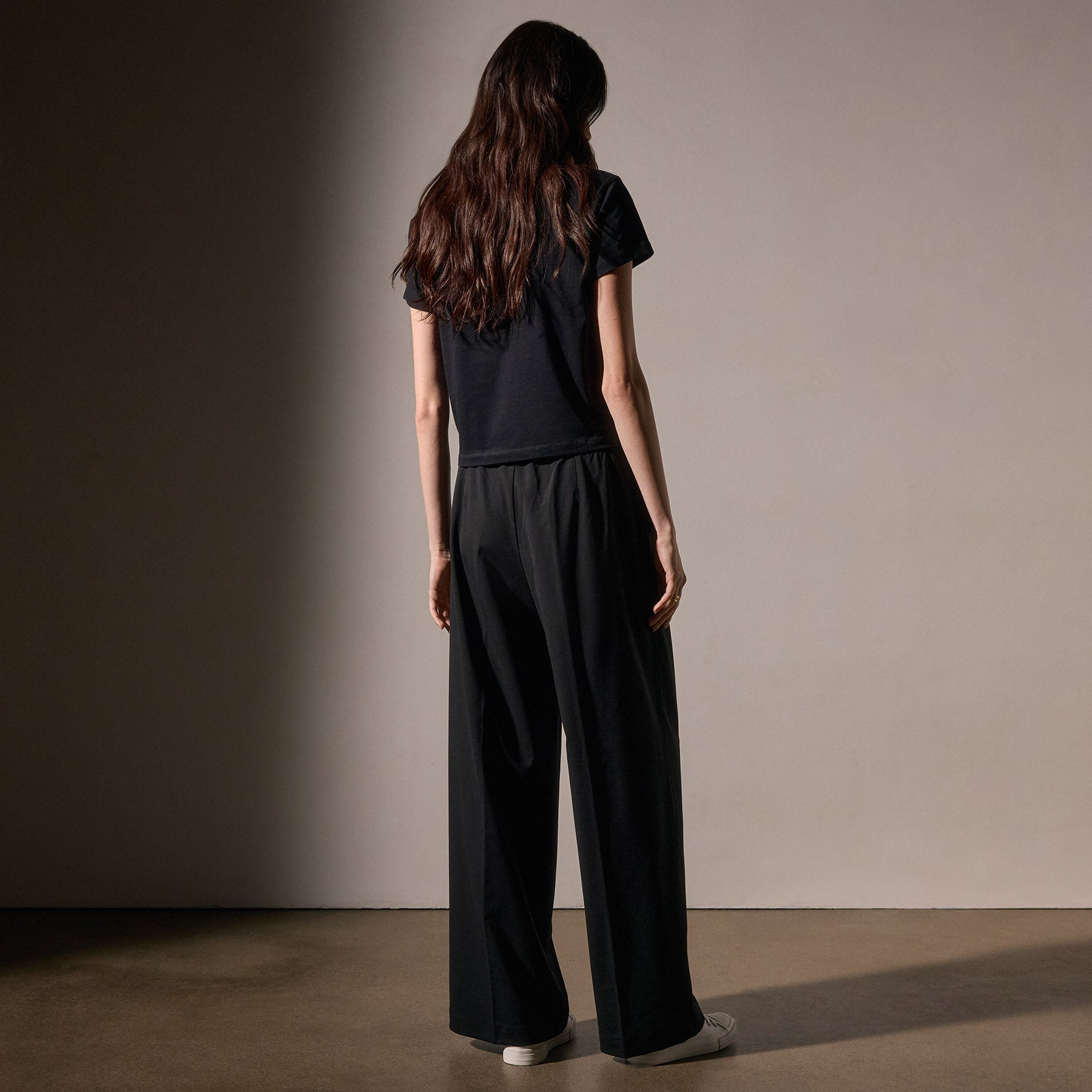 Premium Stretch Wool Wide Leg Pants for Women - Black | Comfortable & Stylish High Waist Trousers for Office, Travel & Casual Wear