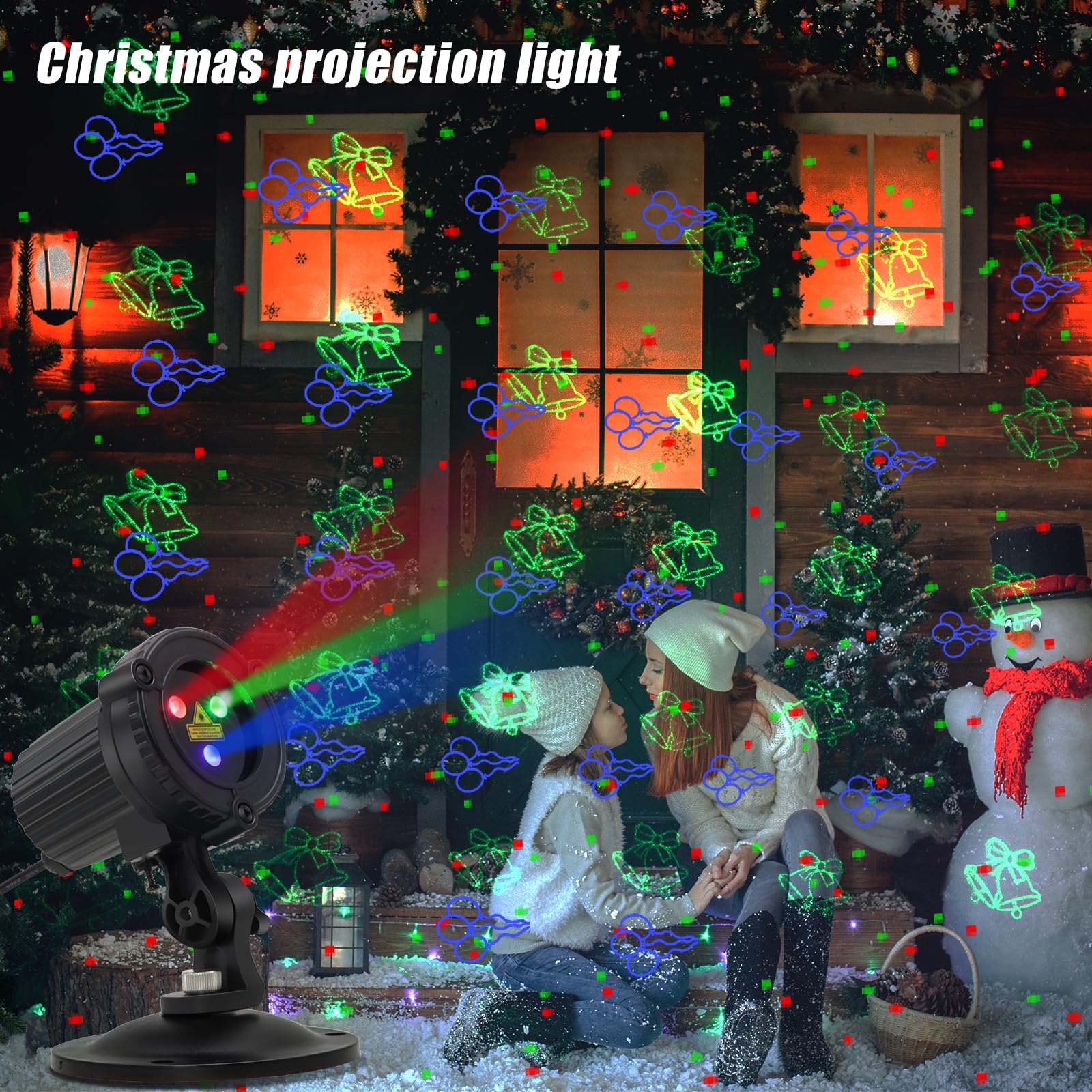 Christmas Laser Lights Outdoor Projector - RGB Red Green Blue with 20 Holiday Light Patterns for Xmas, New Year & Winter Decorations | Perfect for House, Yard, Garden & Party Decor