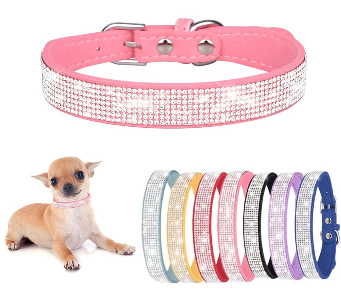 Sparkling Rhinestone Dog Collar for Large Dogs - Bling Crystal Diamond Pet Collar for XXS XS Small Medium Dogs & Cats - Pink Elegant Design - Perfect for Pet Parties, Photo Shoots & Daily Walks