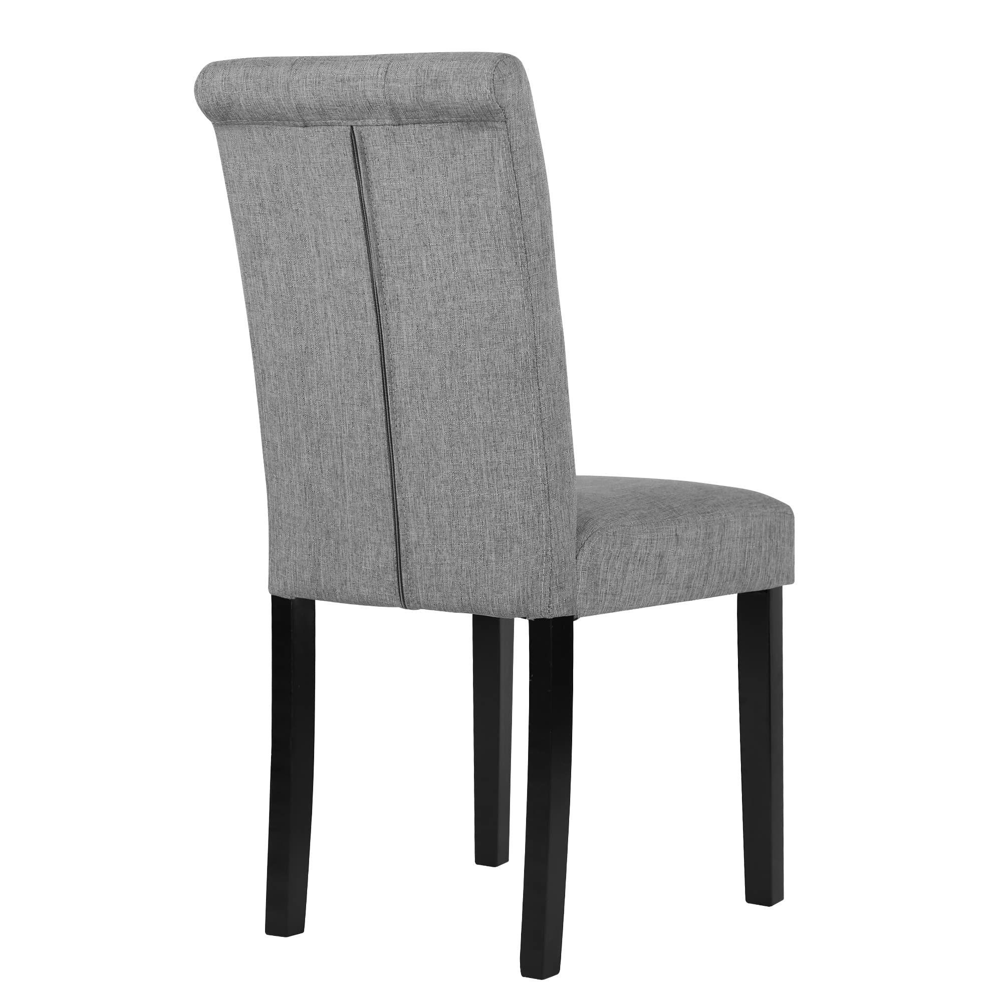 Premium DAGONHIL Dining Chairs Set of 6 - Button Tufted Upholstered Kitchen Chairs with Sturdy Black Solid Wood Legs (Gray) - Perfect for Dining Room, Kitchen, Breakfast Nook & Home Decor
