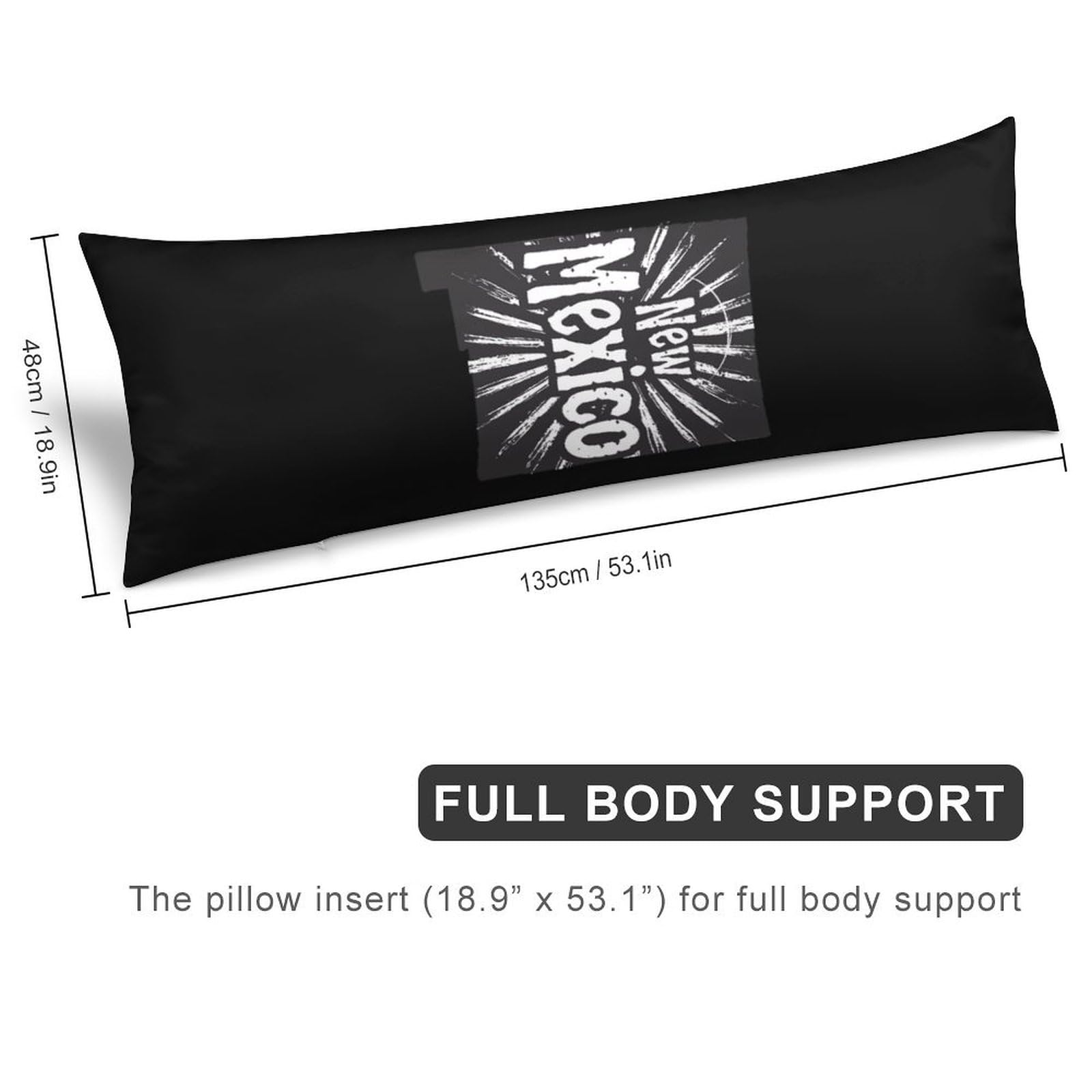 Premium New Mexico Polyester Body Pillow Cover - Soft Hypoallergenic Pillowcase 20x54 Inches - Perfect for Bed, Sofa & Dorm Room Comfort