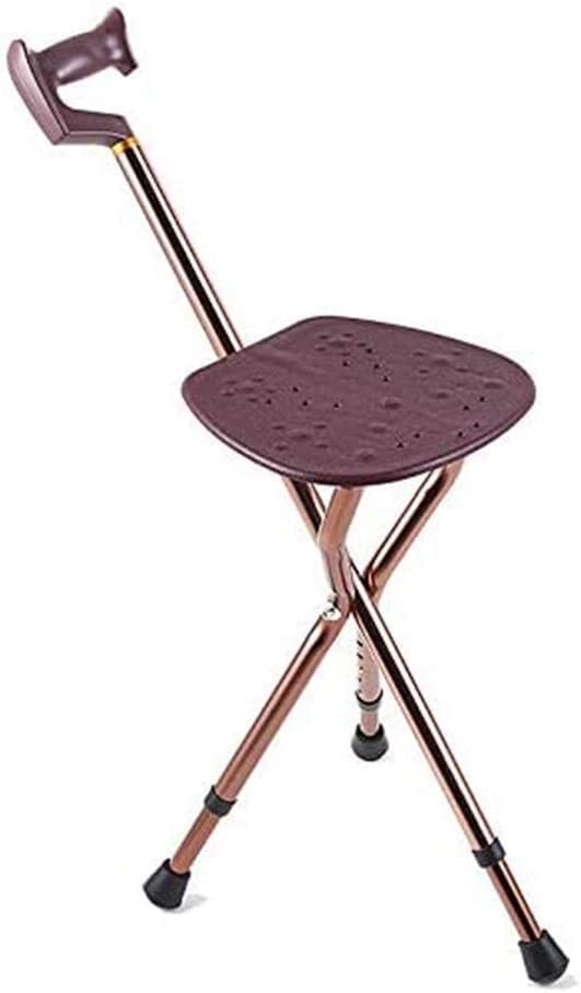 **Adjustable Folding Walking Cane with Seat & LED Light - 3-Leg Tripod Stool for Seniors & Mobility Aid - Lightweight Cane Chair for Hiking, Travel & Elderly Support**