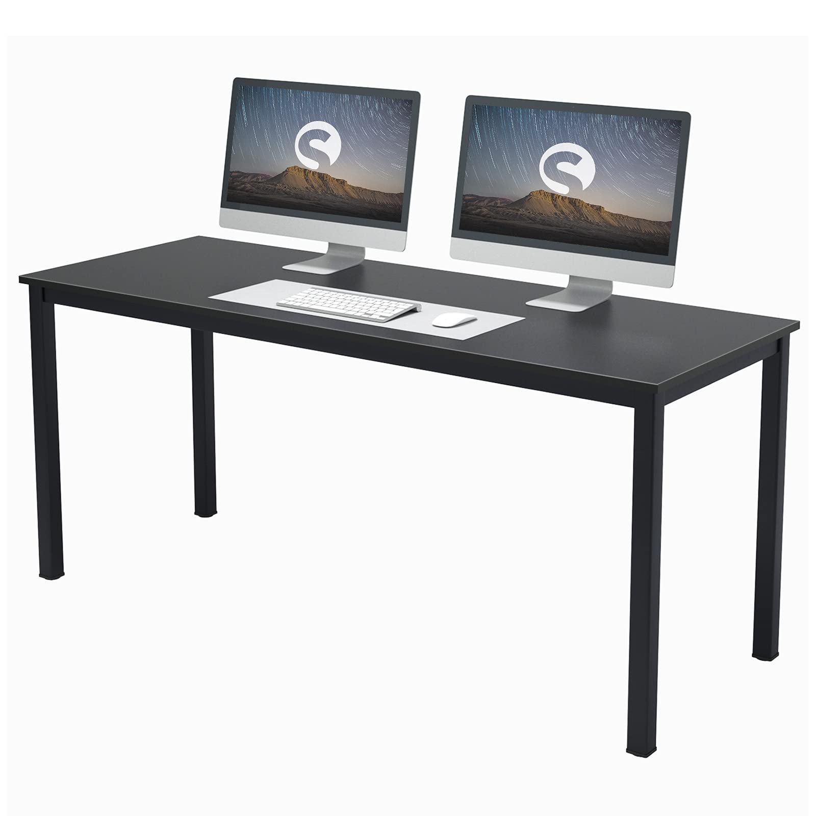 SogesHome 63-inch Modern Computer Desk for Home Office | Ergonomic PC Workstation & Writing Table | Perfect for Remote Work, Gaming & Study (Black, NSDUS-YL-AC3-160BK)