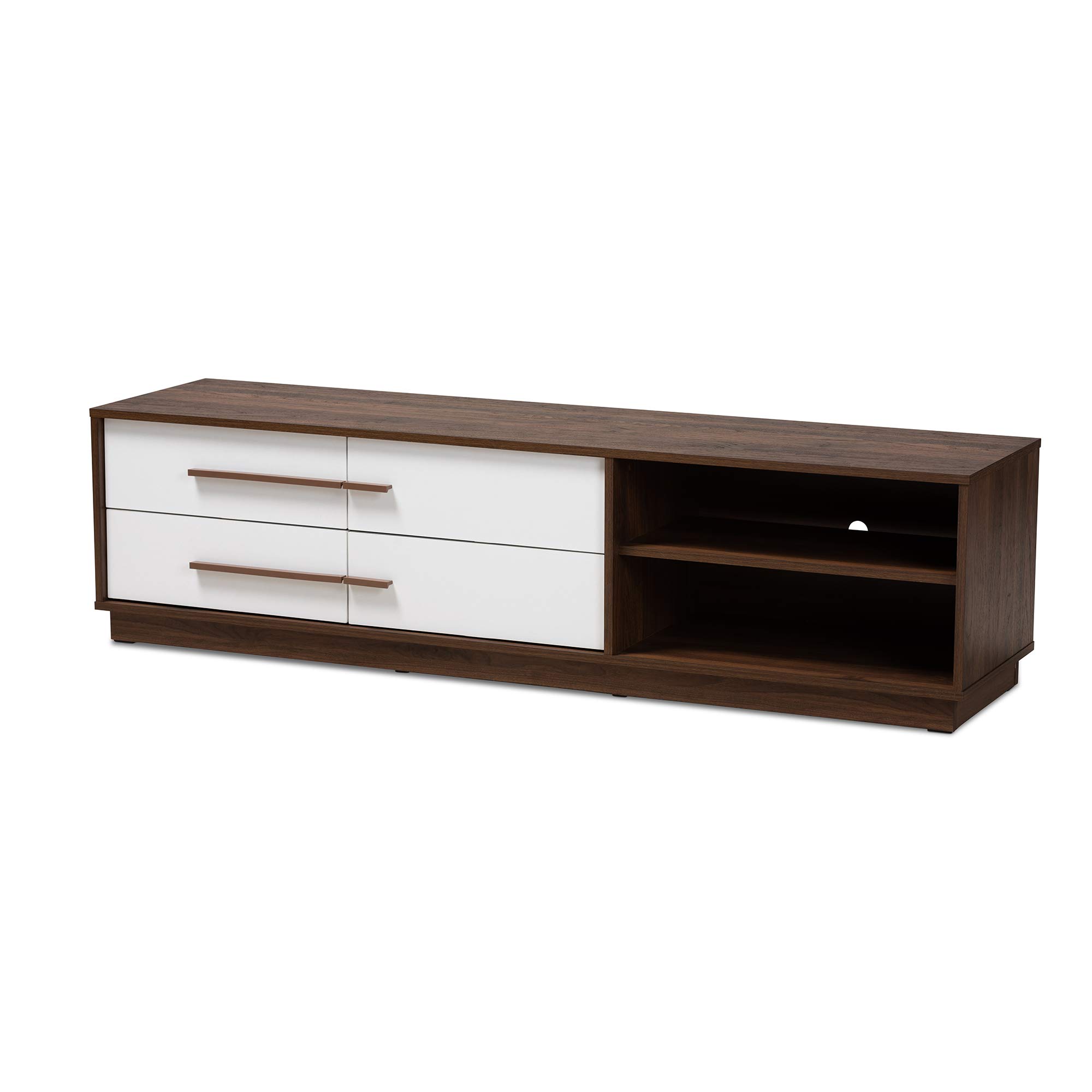 Baxton Studio Modern White TV Stand with Storage Shelf - Perfect for Living Room, Bedroom & Home Theater Entertainment Centers