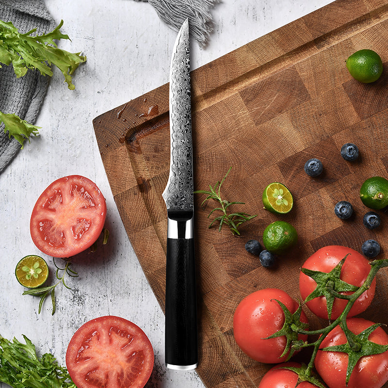 Premium 7-Piece Noir Knife Set - VG10 Stainless Damascus Steel with Black G10 Handle - Perfect for Home Chefs, Professional Kitchens & Gift Giving