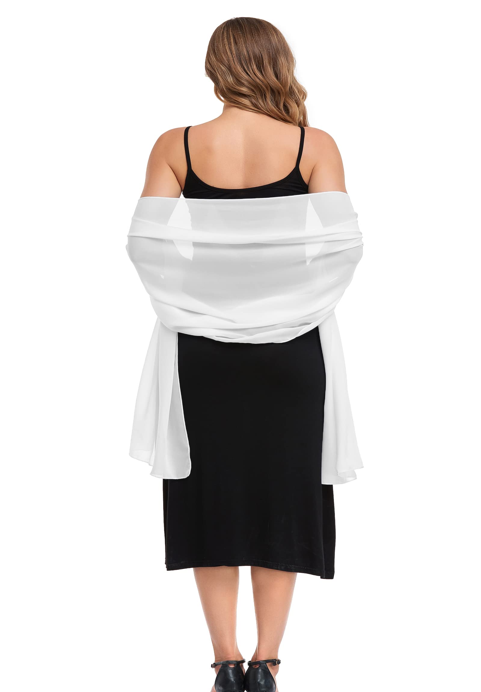 Elegant Sheer Chiffon Shawl Wrap for Women - Soft Silky Wedding Bridal Scarf - Perfect for Evening Dresses, Formal Events & Special Occasions