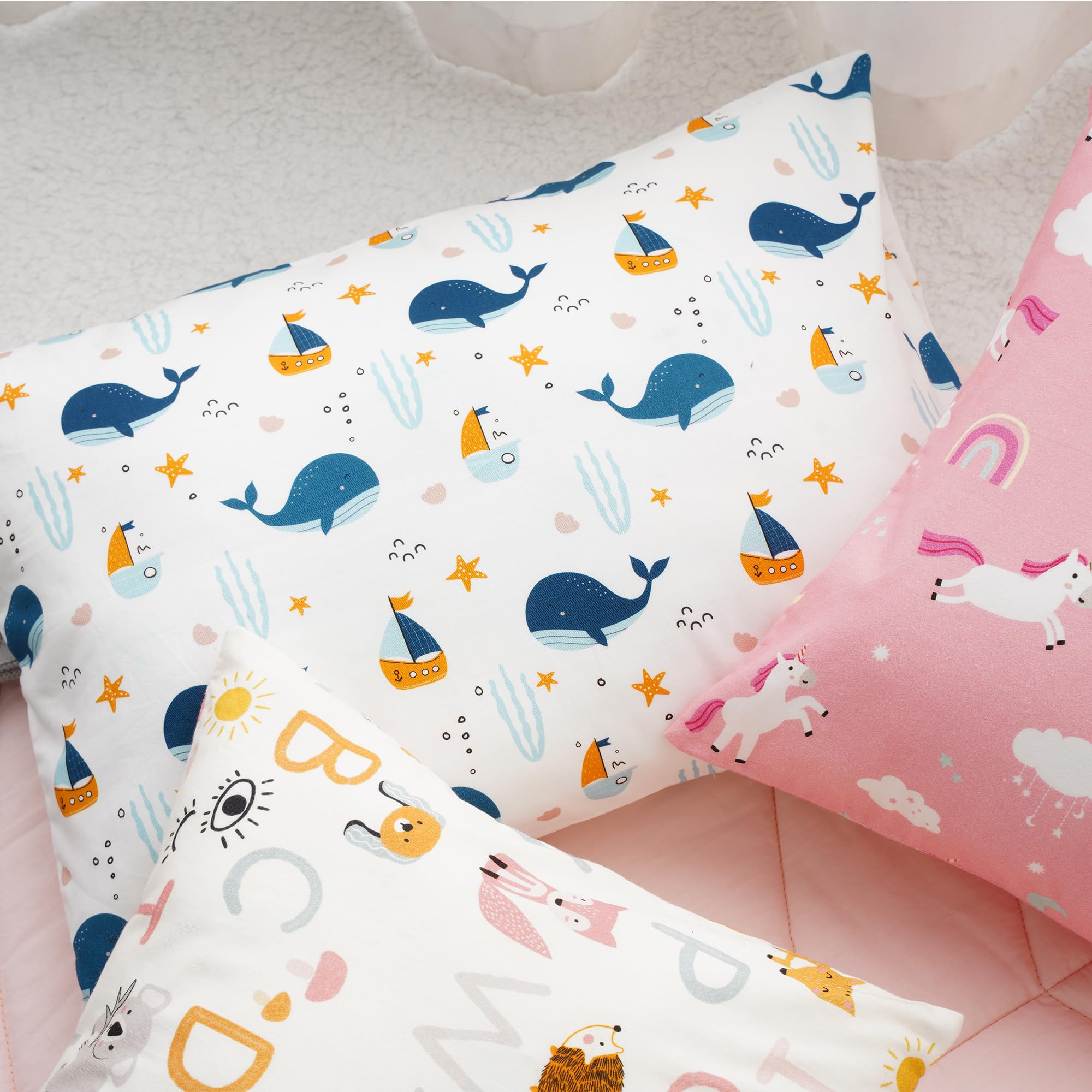 Soft Cotton Toddler Pillow for Kids 2-5 Years - 13x18 Inch for Comfortable Sleep