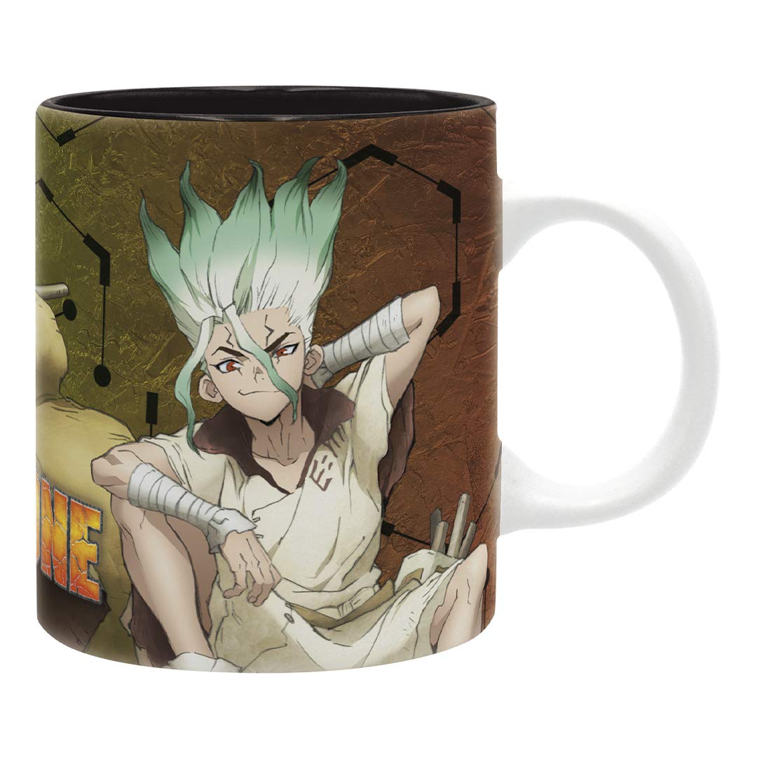 ABYSTYLE Dr. Stone Anime Ceramic Mug 11oz - Senku & Tsukasa Character Coffee Tea Cup - Dishwasher & Microwave Safe - Perfect for Anime Fans, Home Kitchen Use, Office Drinkware & Manga Lover Gifts
