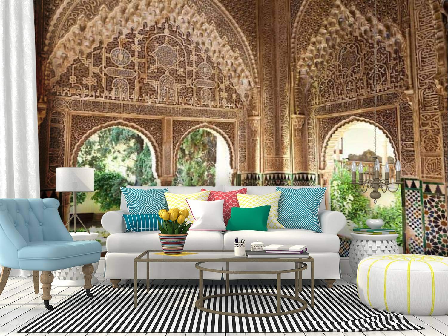 RECETHROWS Alhambra Granada Court Peel & Stick Wallpaper - Self-Adhesive Removable Vinyl Wall Mural for Home Decor | Perfect for Living Room, Bedroom & Nursery Accent Walls