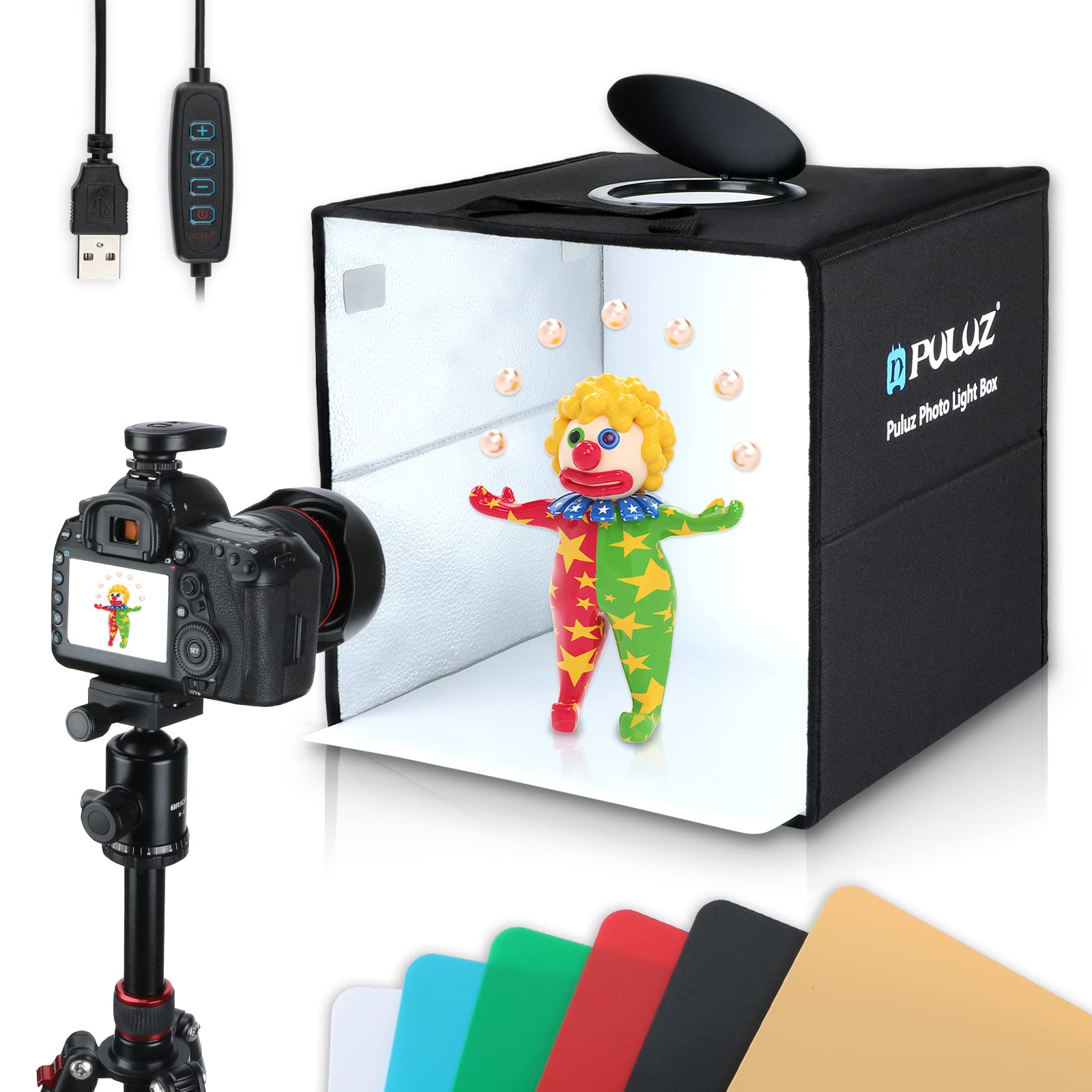 PULUZ Mini Folding Lightbox - 12x12 Inch Portable Photography Light Tent with 120 LED Lights & 6 Color Backdrops - Perfect for Product Photography with Phones & DSLR Cameras | Great for Amazon, Etsy & eBay Listings