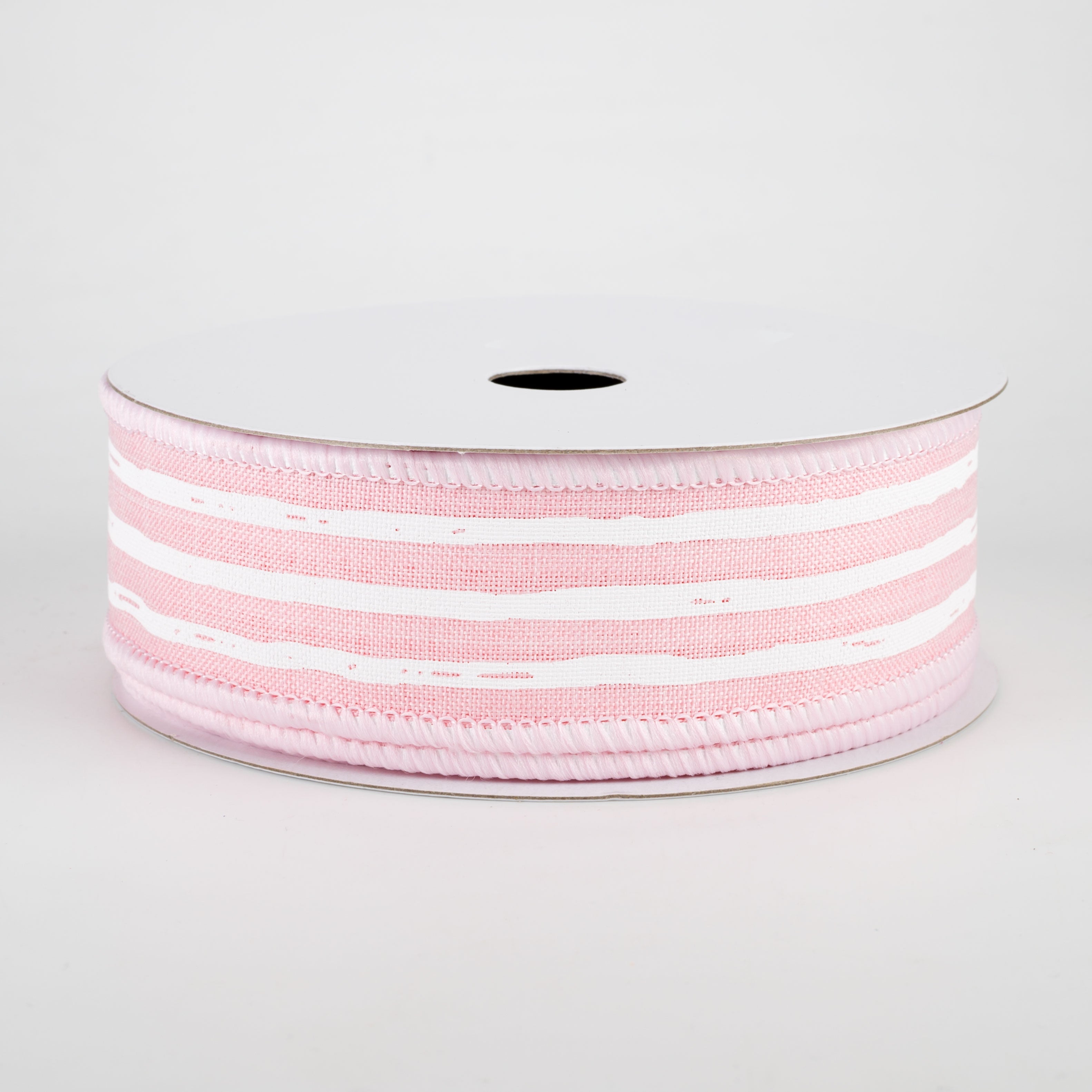 1.5 Inch Irregular Stripes Ribbon - Pale Pink & White (10 Yards) for Gift Wrapping, DIY Crafts, and Party Decorations