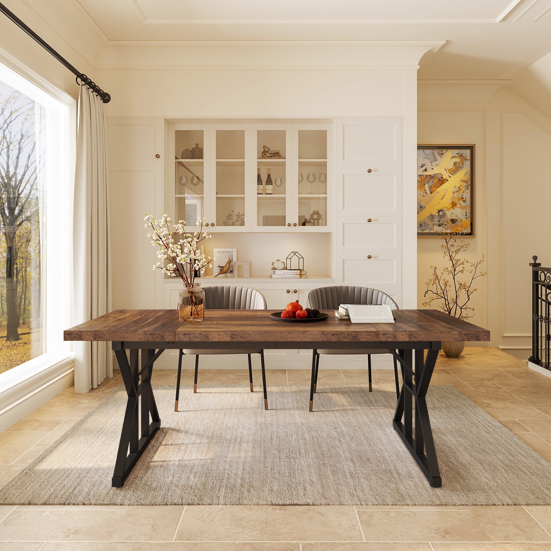 Solid Wood Farmhouse Dining Table - 70.8