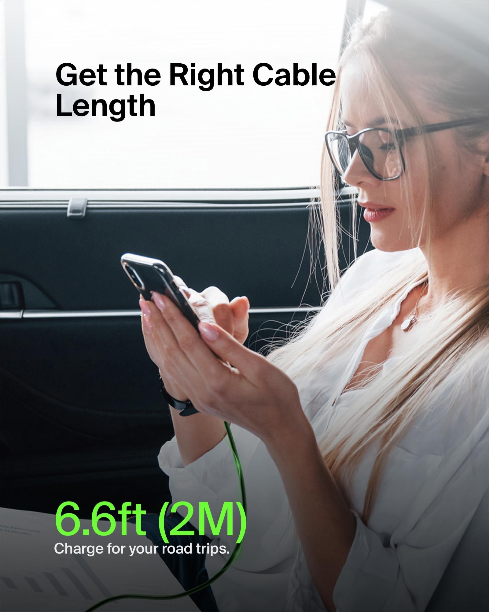 Belkin BoostCharge USB-C to USB-C Fast Charger Cable 6.6ft (2m) - High-Speed Charging for iPhone 16/15, Samsung Galaxy S24/S23, Google Pixel, iPad, MacBook, Nintendo Switch - Durable Nylon Braided Black Cable for Home, Office & Travel