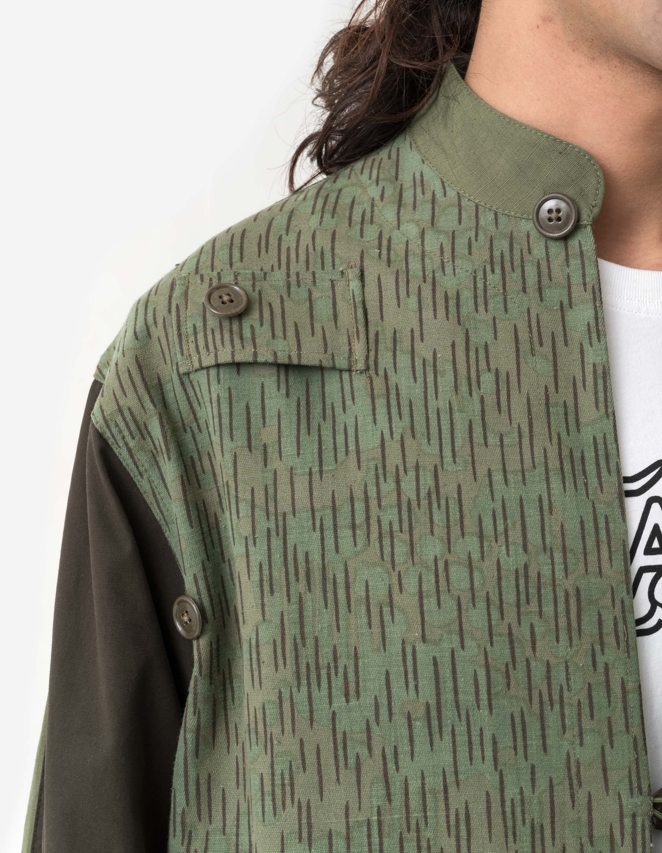 Upcycled Monk Shirt for Men - Eco-Friendly Olive Green Button Down Shirt - Sustainable Fashion for Casual Wear & Outdoor Activities