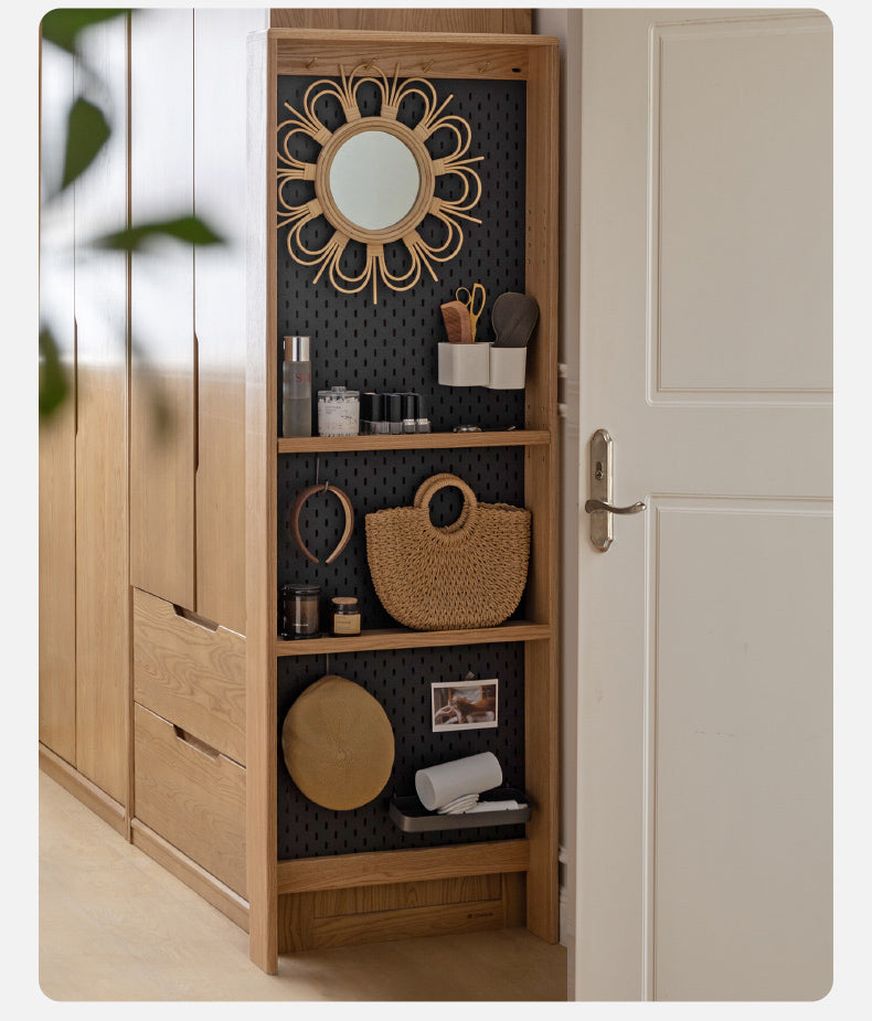 Solid Oak Wood Ultra-Thin DIY Side Cabinet - Perfect for Small Spaces, Bedroom, Living Room & Office Storage