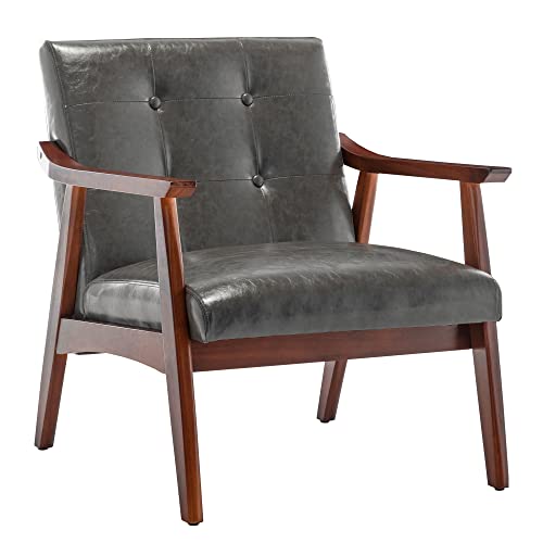 Dark Gray Faux Leather/Espresso