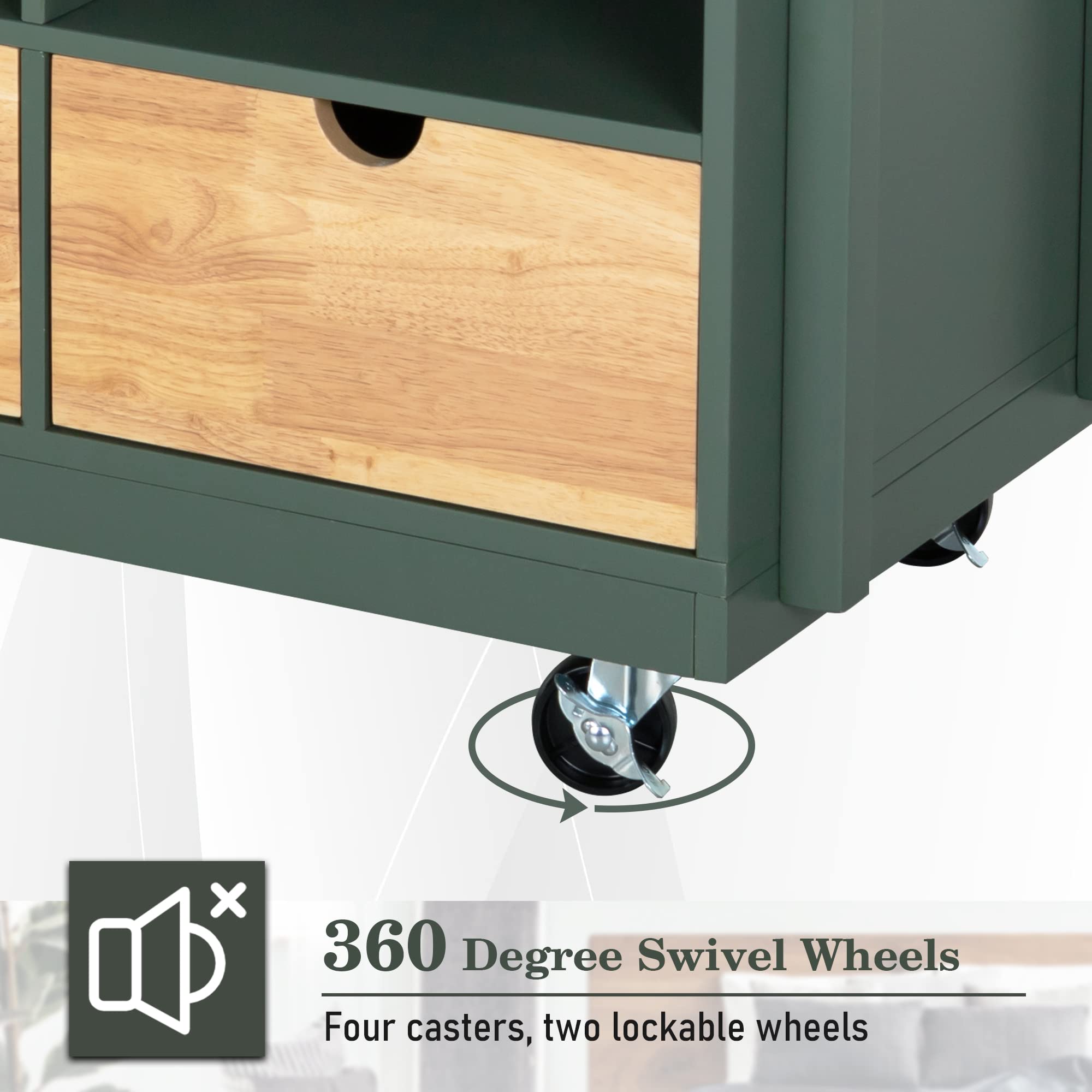 PHI VILLA Mobile Kitchen Island Cart with Butcher Block Top - Rolling Kitchen Trolley with Storage for Food Prep & Cooking | Perfect for Small Kitchens, Apartments & Entertaining
