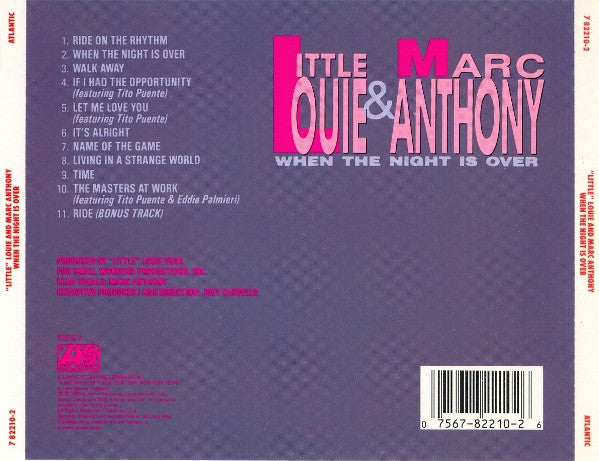 Little Louie & Marc Anthony - When The Night Is Over CD Album (Near Mint or Mint Condition) - Perfect for Music Collectors & 90s Dance Party Nights