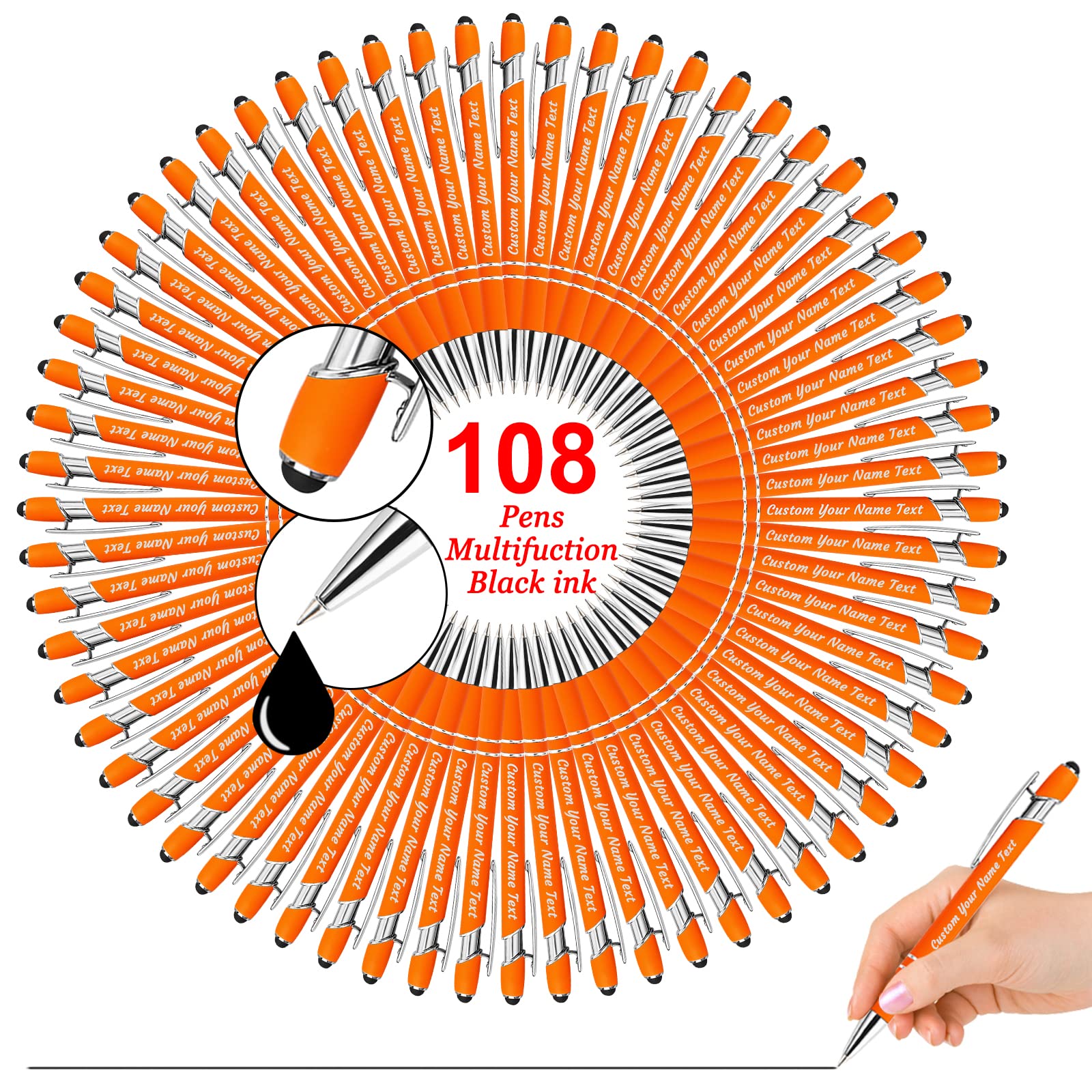 500 Personalized Pens Bulk Custom - Engraved Name, Logo, Text - Ballpoint & Stylus - Ideal for Business Promotions, Graduation Gifts, Birthday Favors (100/500pcs Options) - Perfect for Corporate Events, School Giveaways & Party Favors